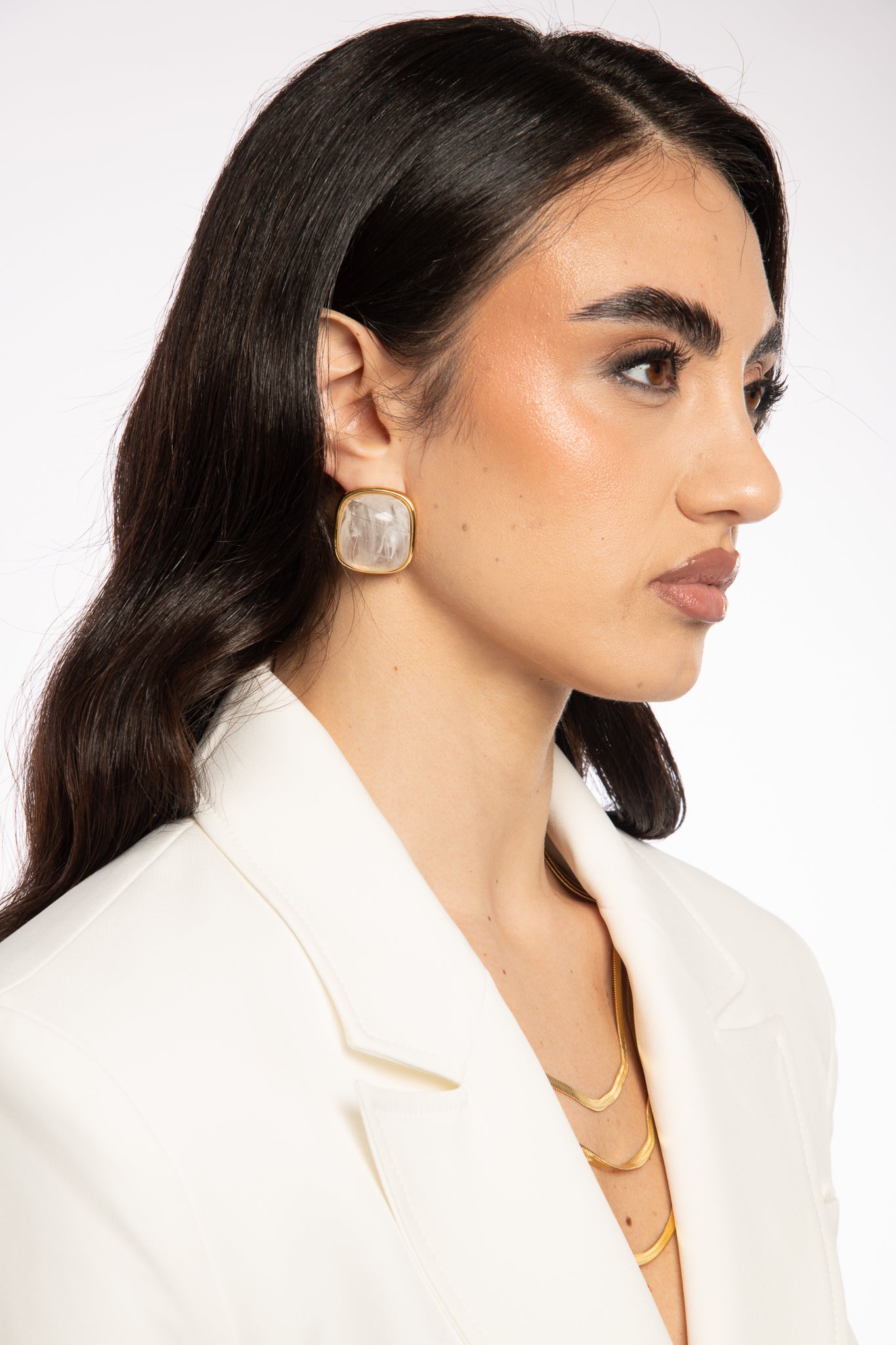 Orecchini ‘MADRE PERLA’ QUADRATO Bianco