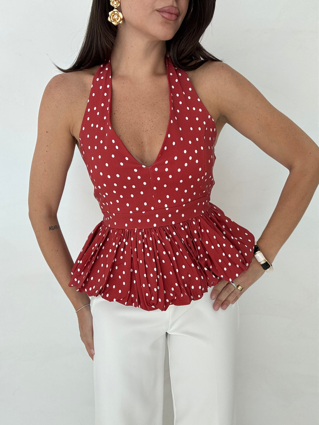 Top ‘BALLON E POIS’ Rosso