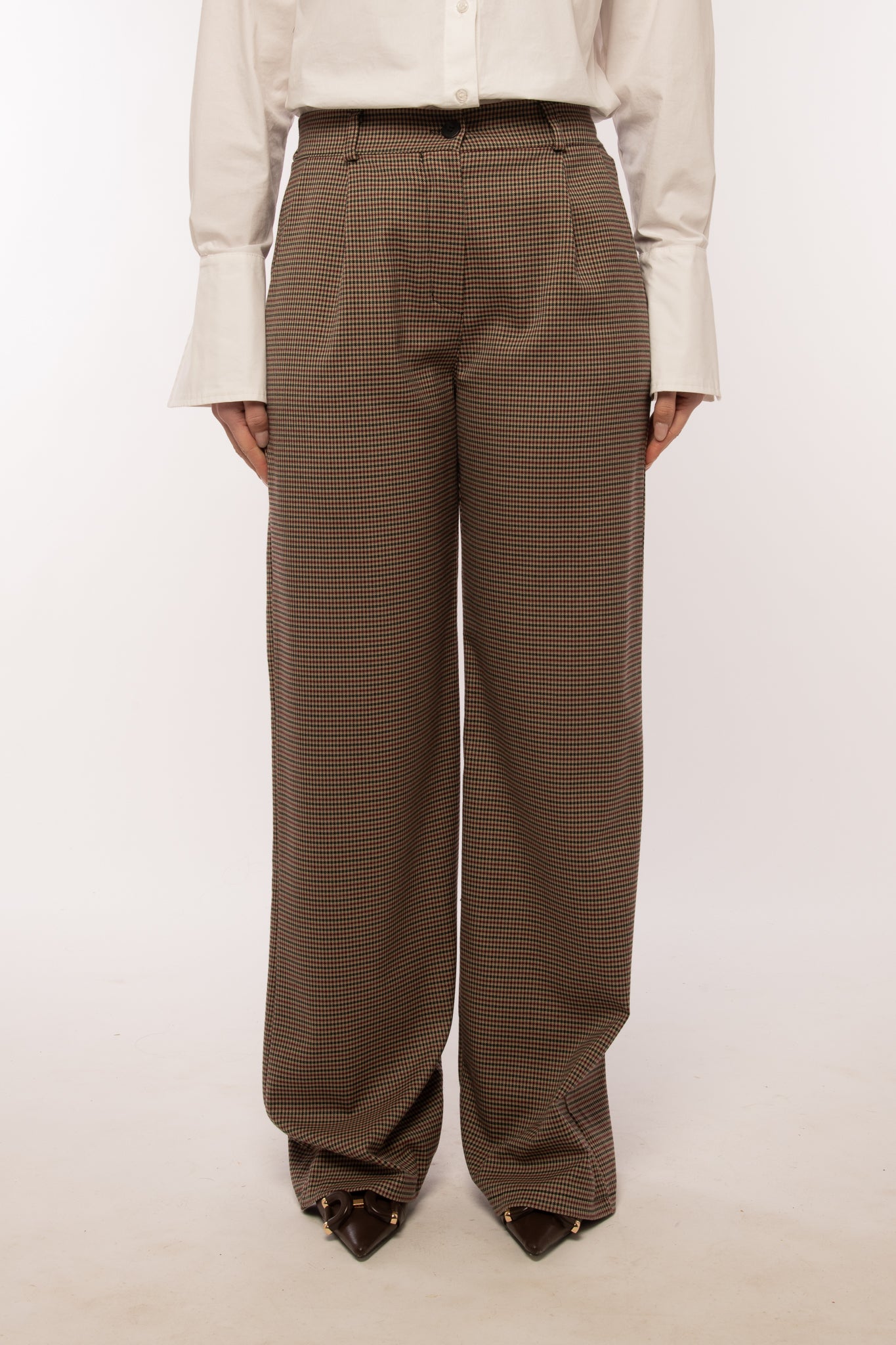 Pantalone ‘PIED DE POULE’ Base Bordeaux e Nera