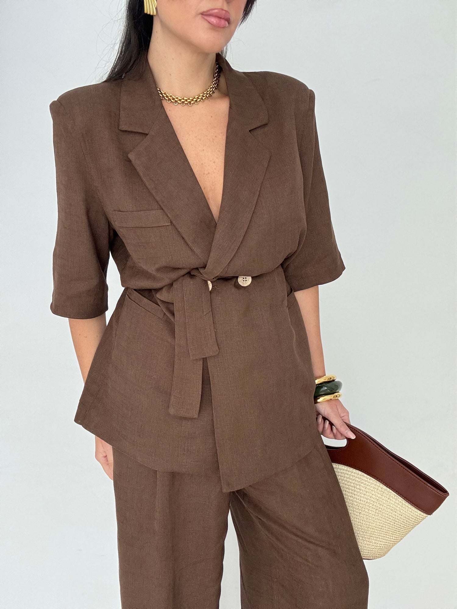 -PREORDINE-Tailleur ‘55% LINO’ Cacao