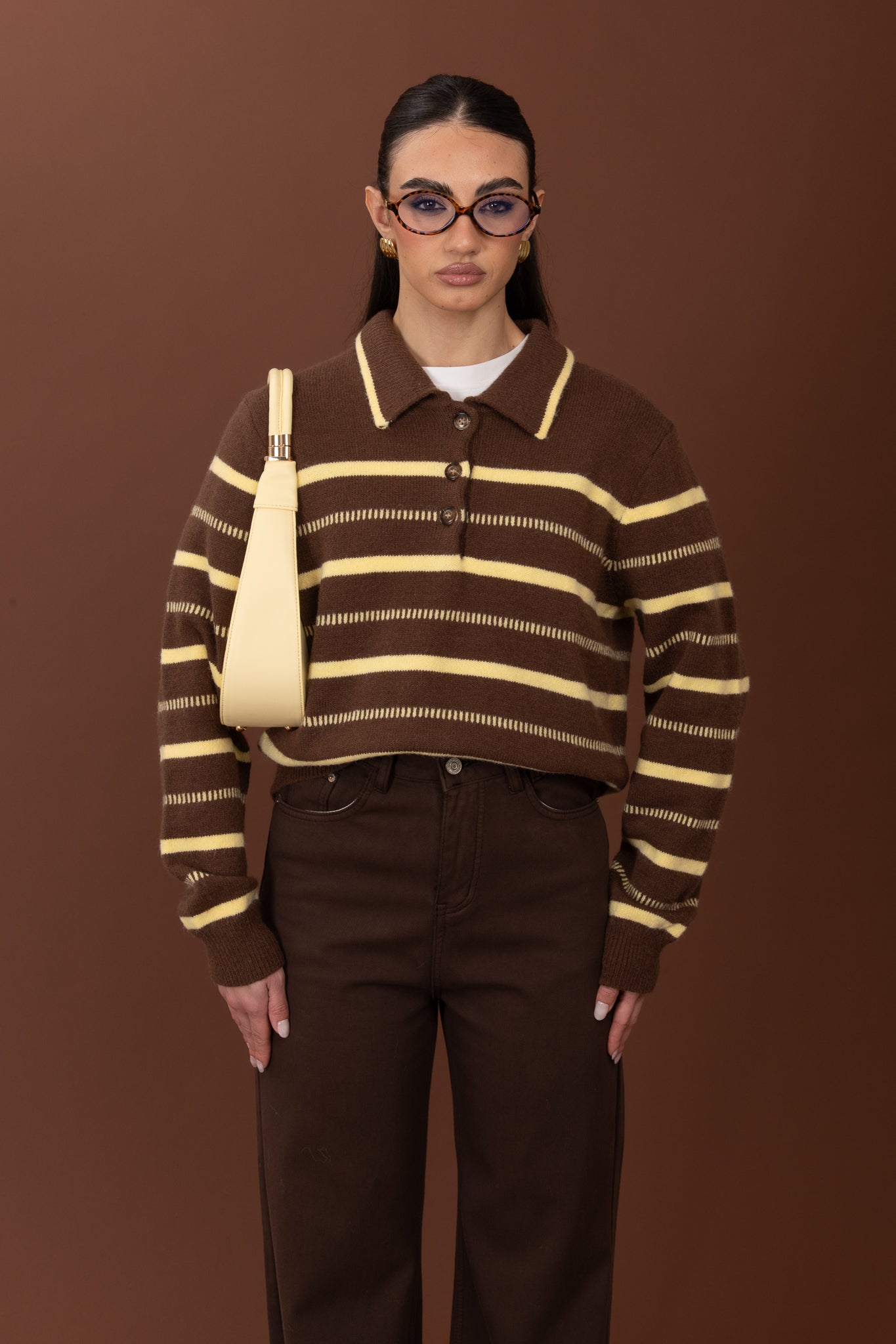 Maglione/Polo ‘SIMPLE’ righe Cacao e Giallo