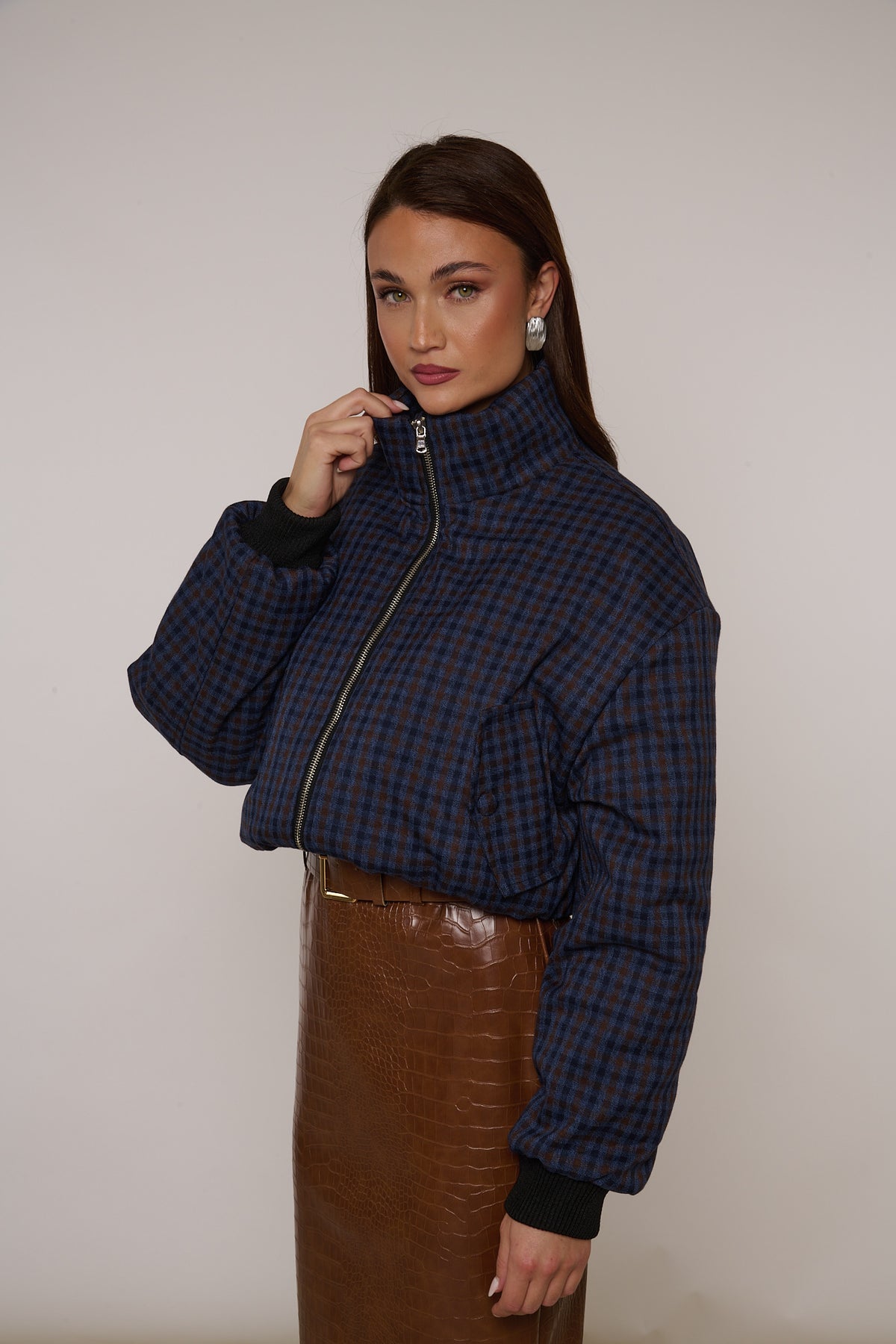 Bomber ‘QUADRETTI’ By Lumina Base Blu