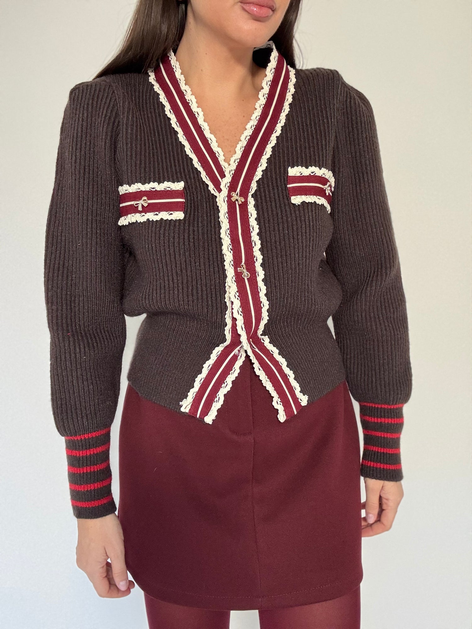 Cardigan ‘BOTTONI FIOCCHETTI’ Cacao