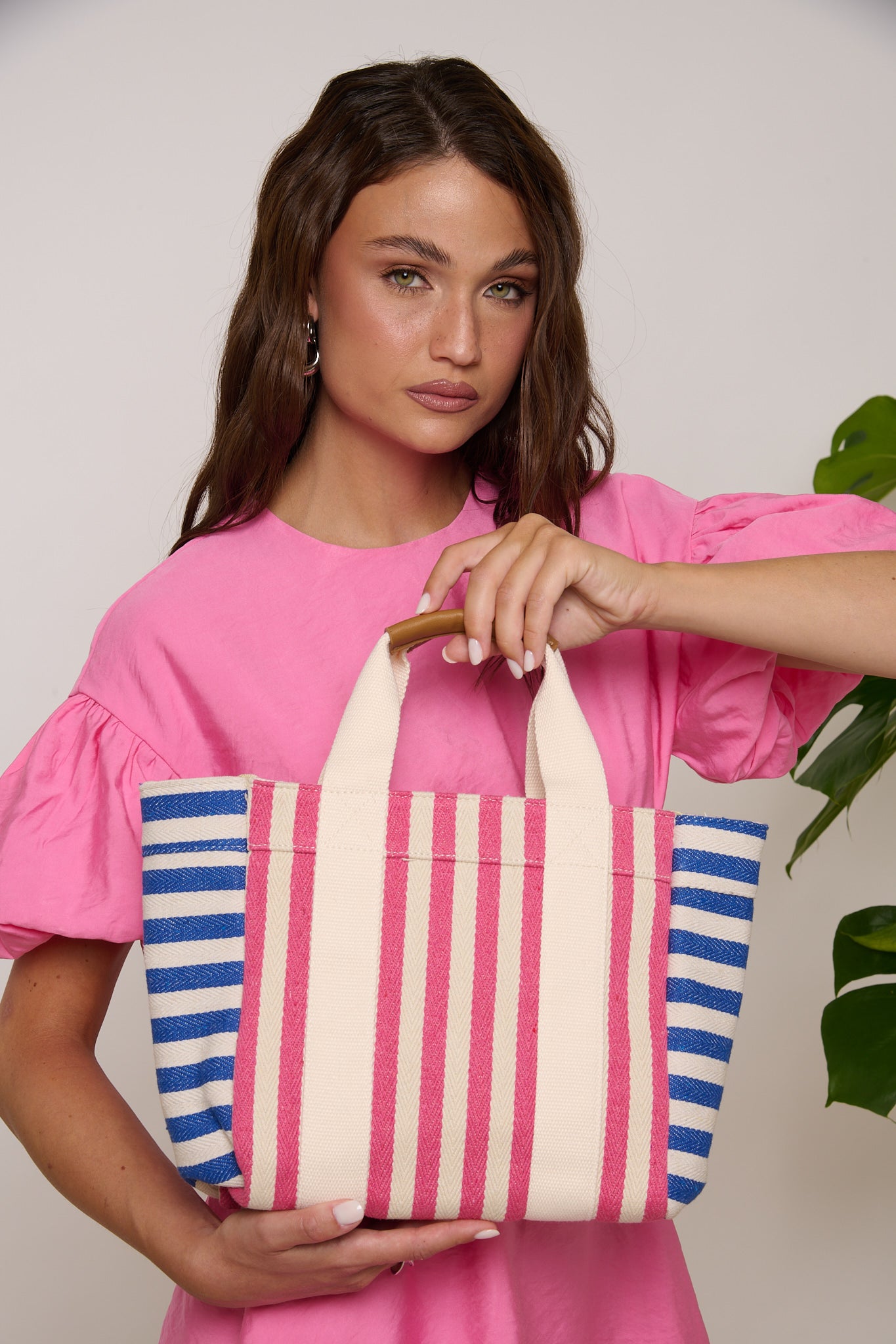 Borsa ‘RIGHE’ Rosa e blu