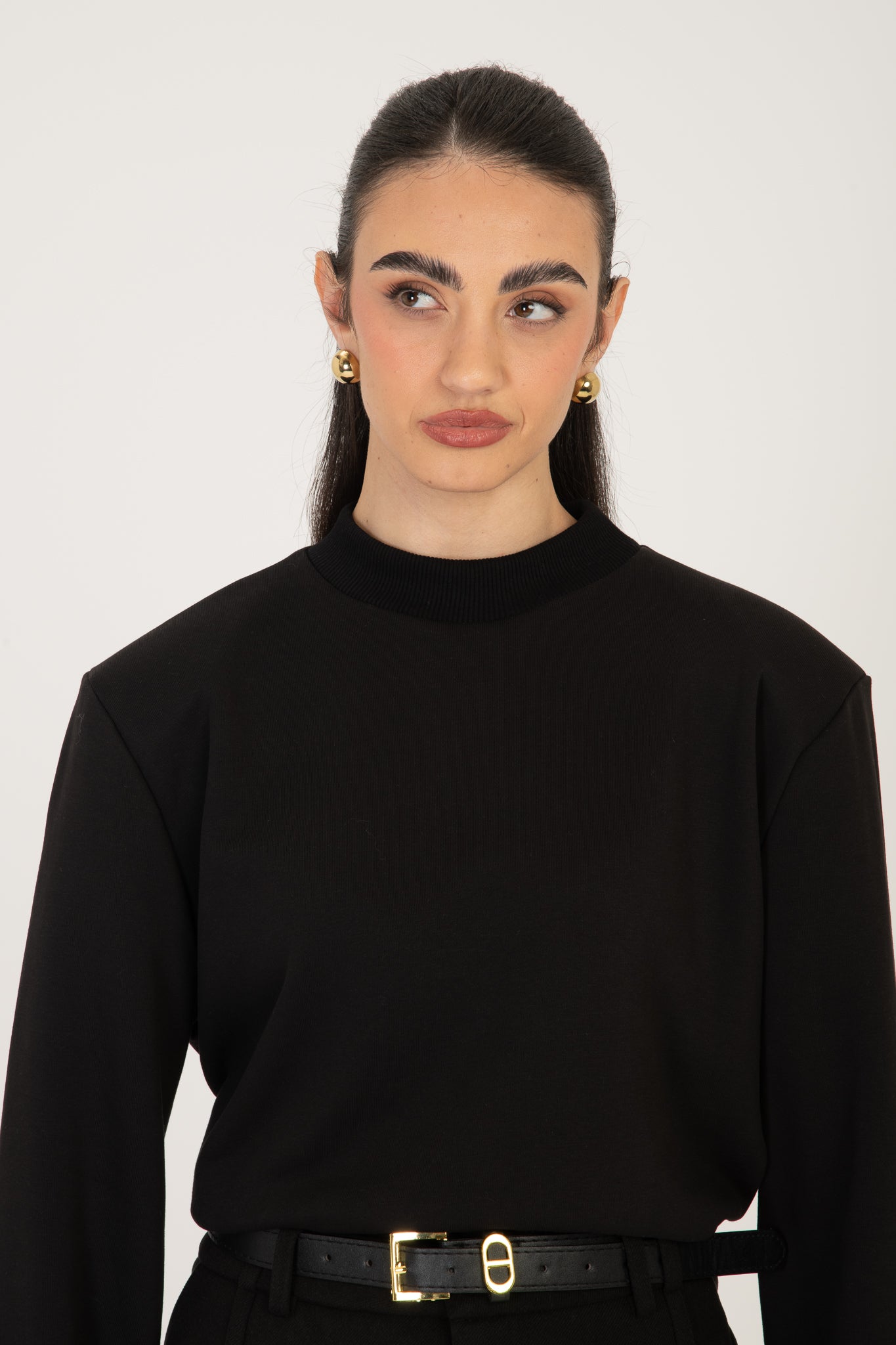 Felpa ‘MEZZO COLLO CON SPALLINE’ Nera