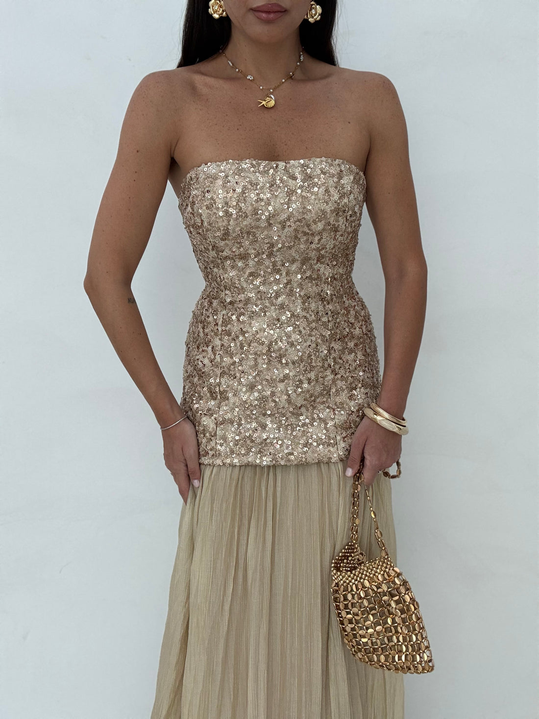 Abito ‘LADY’ paillettes Beige
