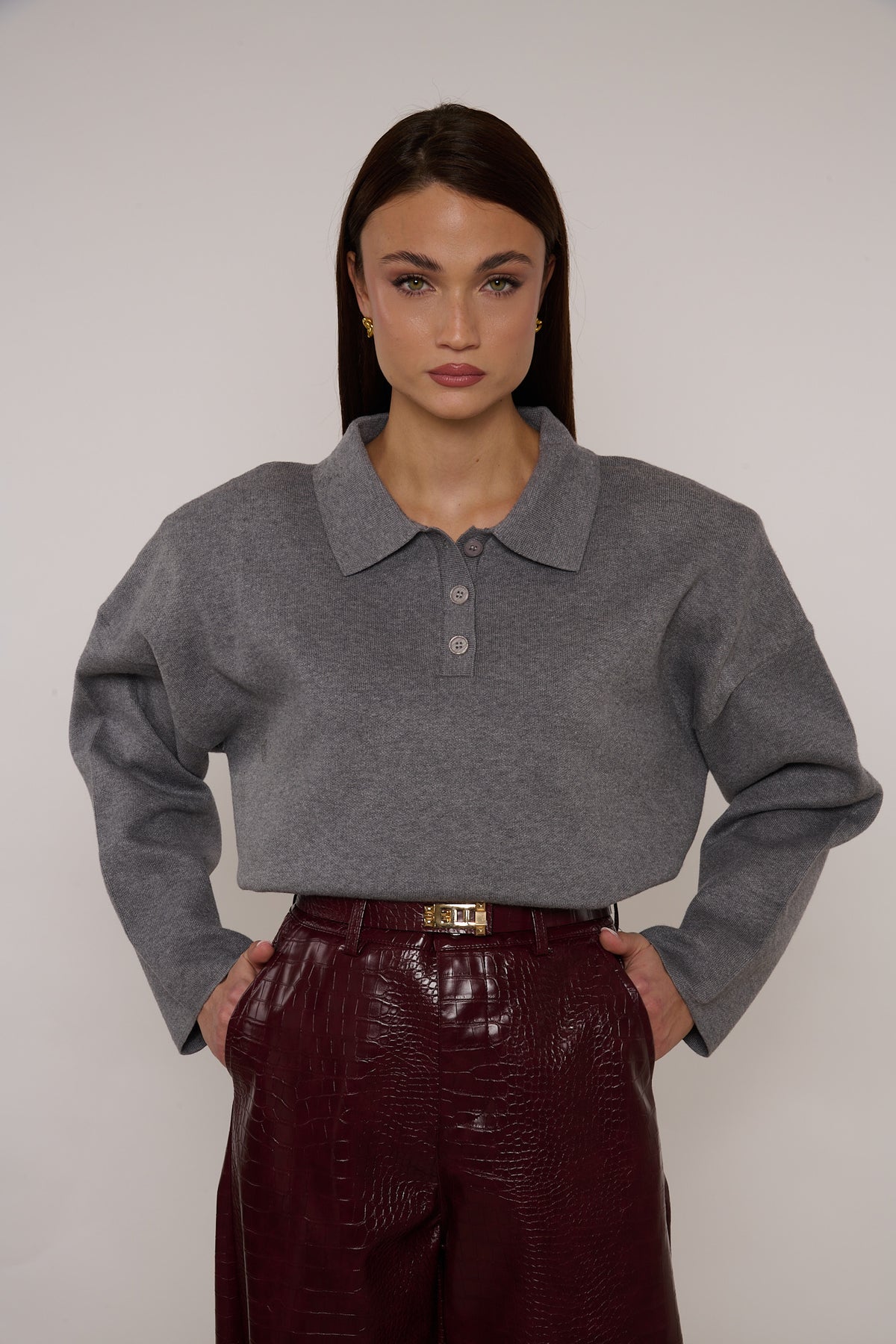 Maglione/Polo con spalline Grigio
