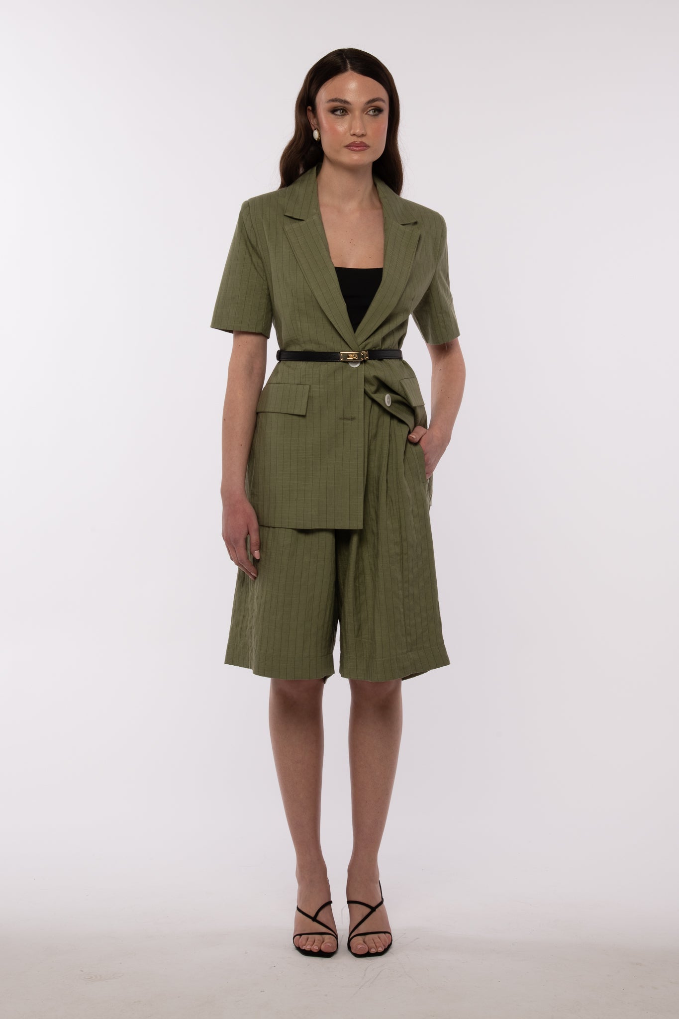 Blazer ‘GESSATO’ 4% Lino By Lumina Verde Militare