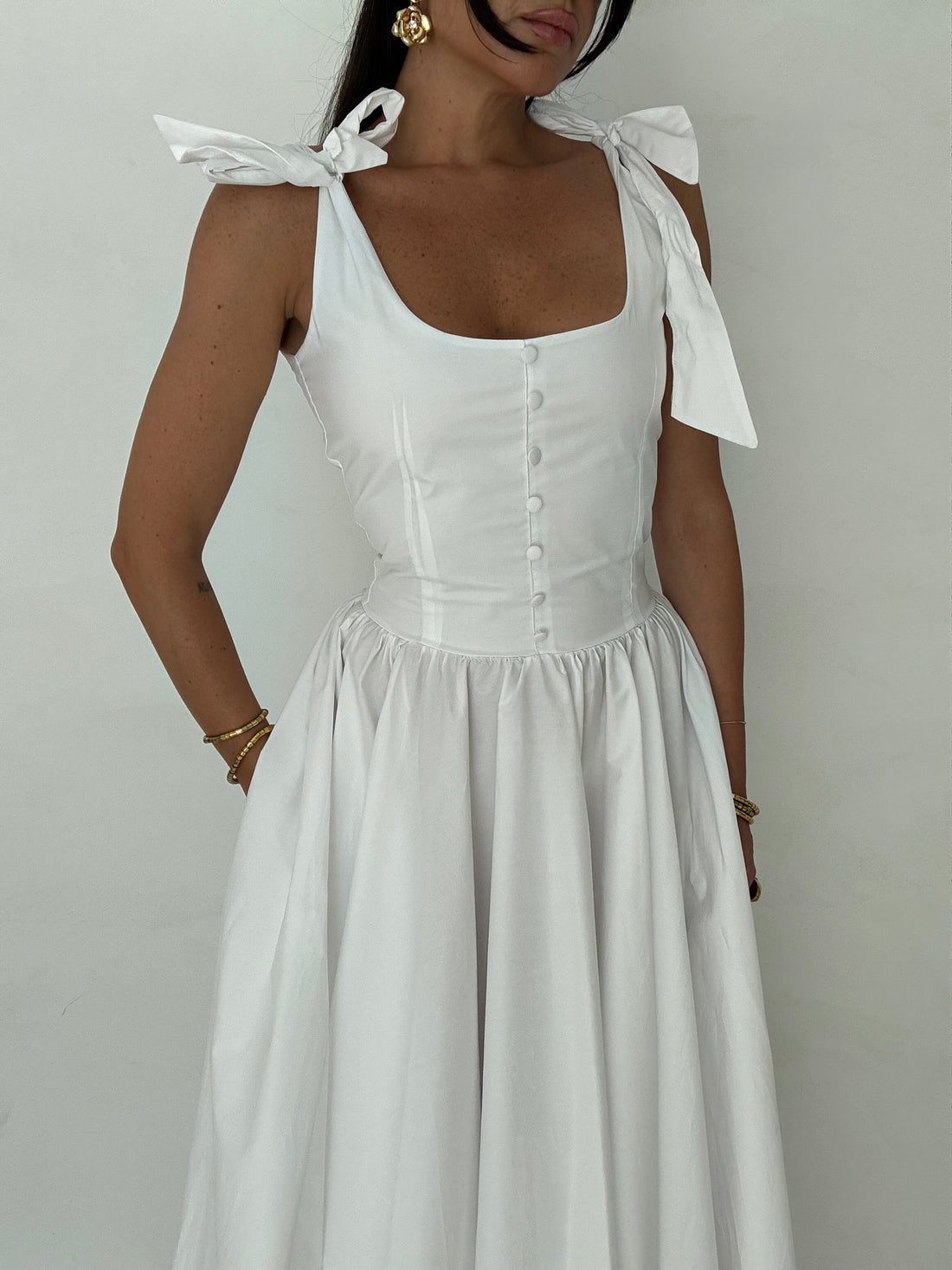 Abito ‘BEA’ 100%COTONE Lungo Bianco