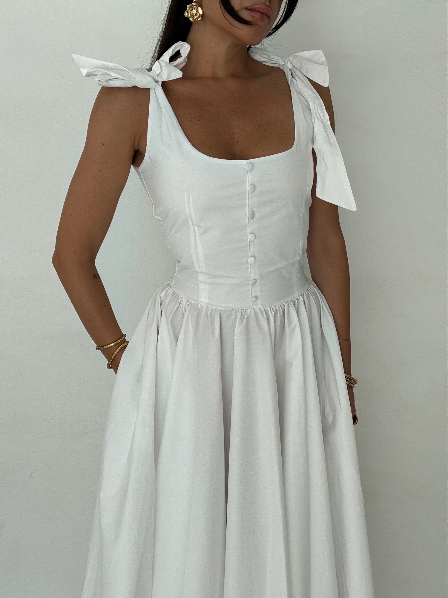 Abito ‘BEA’ 100%COTONE Lungo Bianco