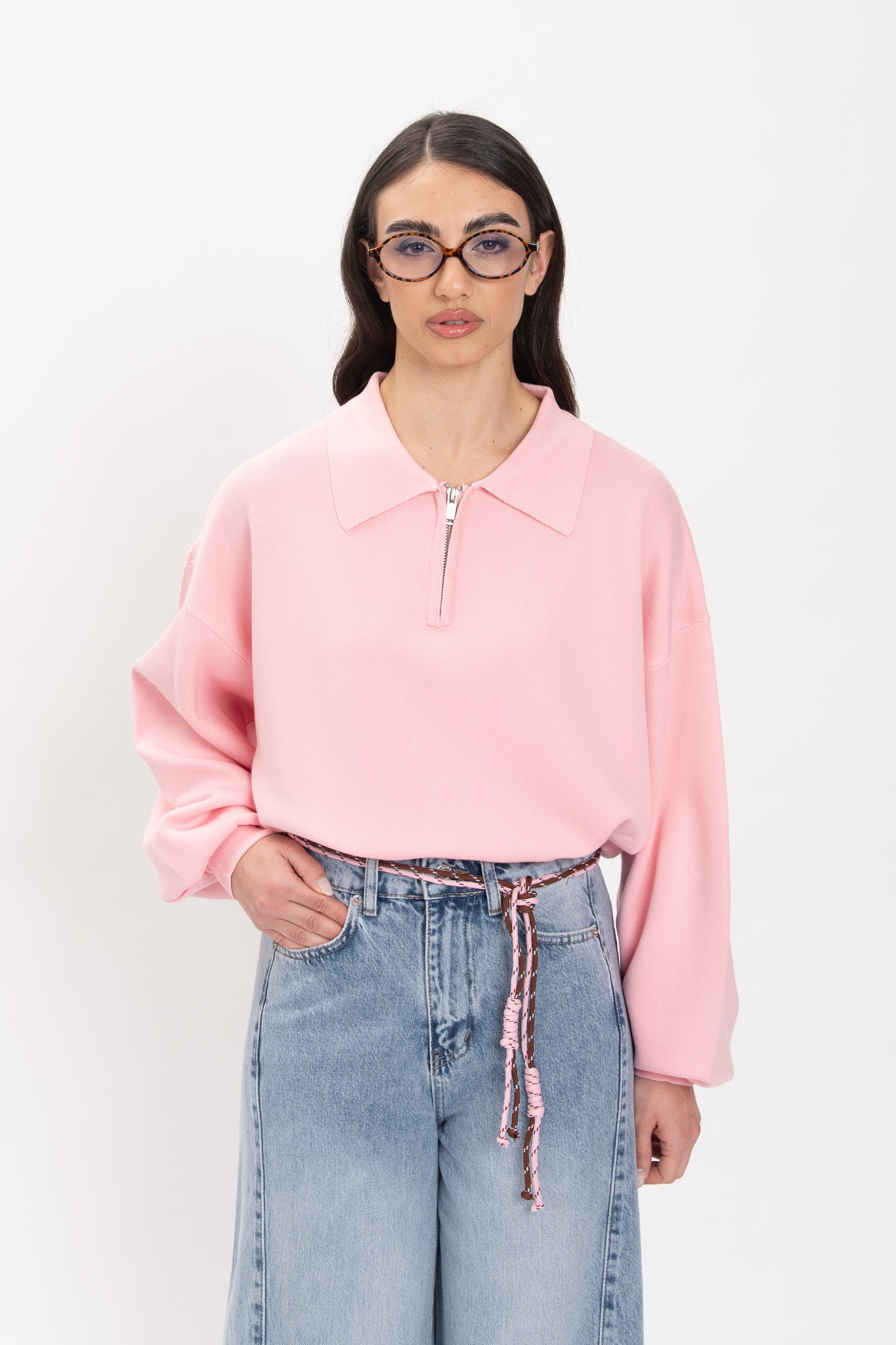 Maglione/Polo ‘CON ZIP’ Rosa