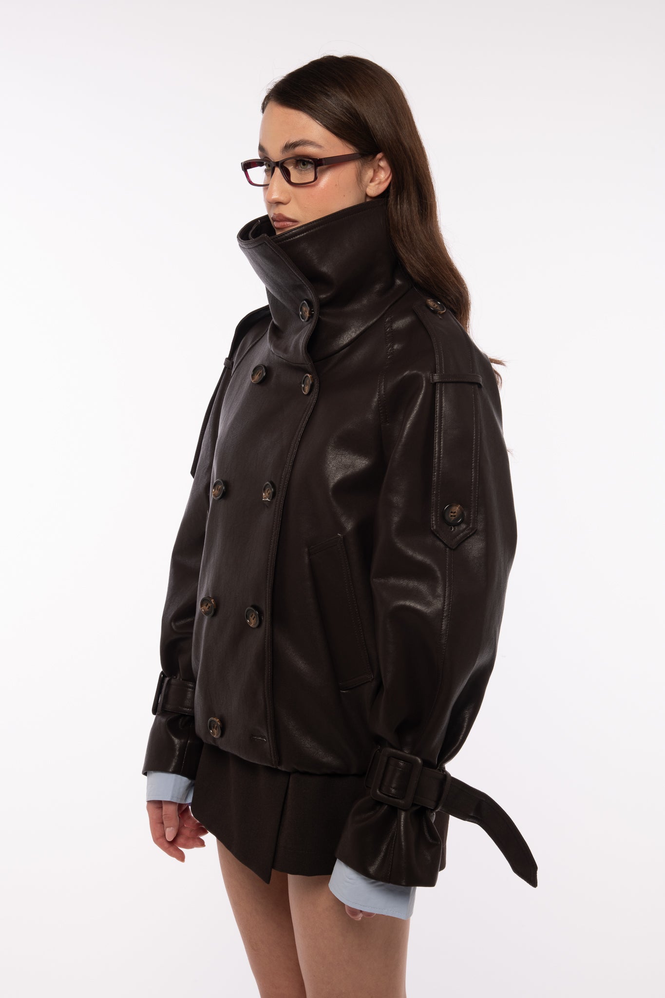 Bomber/Chiodo ‘6 BOTTONI’ Ecopelle Cacao