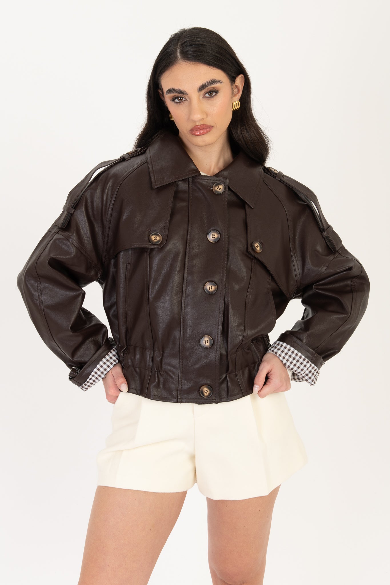 Chiodo ‘FODERA QUADRETTI’ Cacao