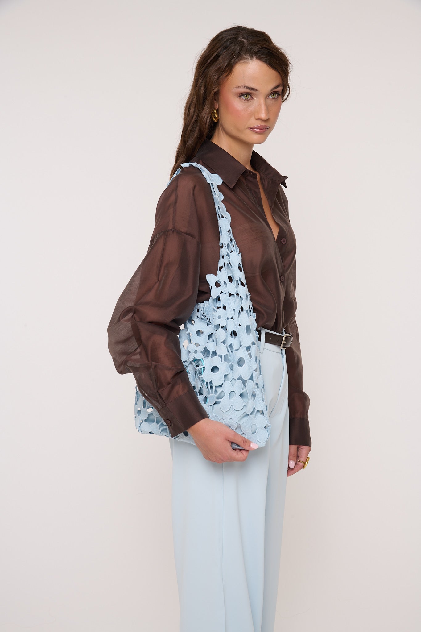 Borsa ‘FIORI’ Traforata Azzurra
