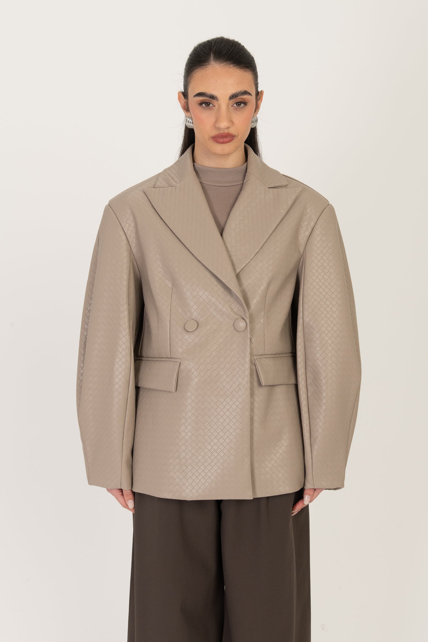 Blazer ‘IN ECOPELLE INTRECCIATA ’ BY LUMINA Beige