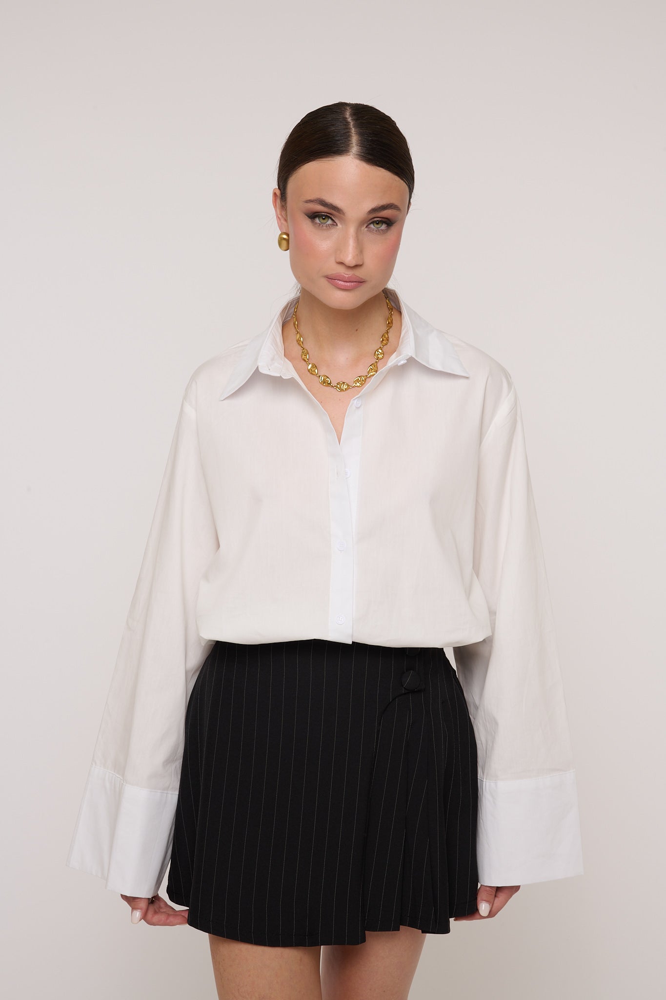 Gonna/Pantaloncino ‘DUE BOTTONI’ Gessata Nera