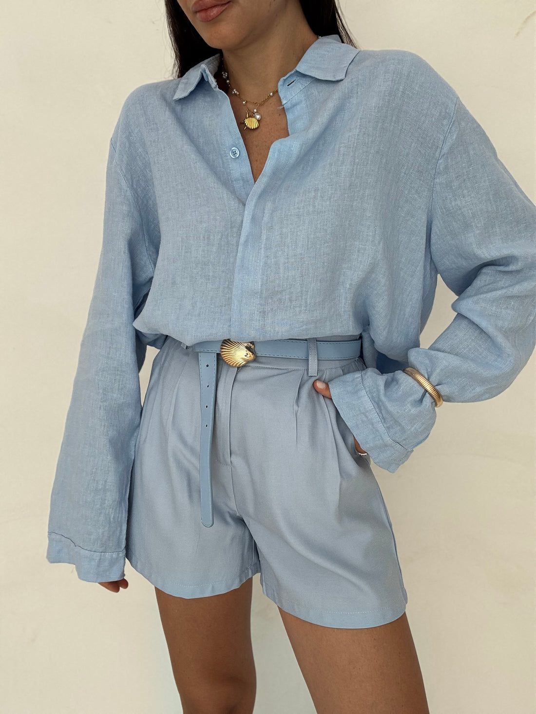 Camicia ‘100% LINO’ Azzurra