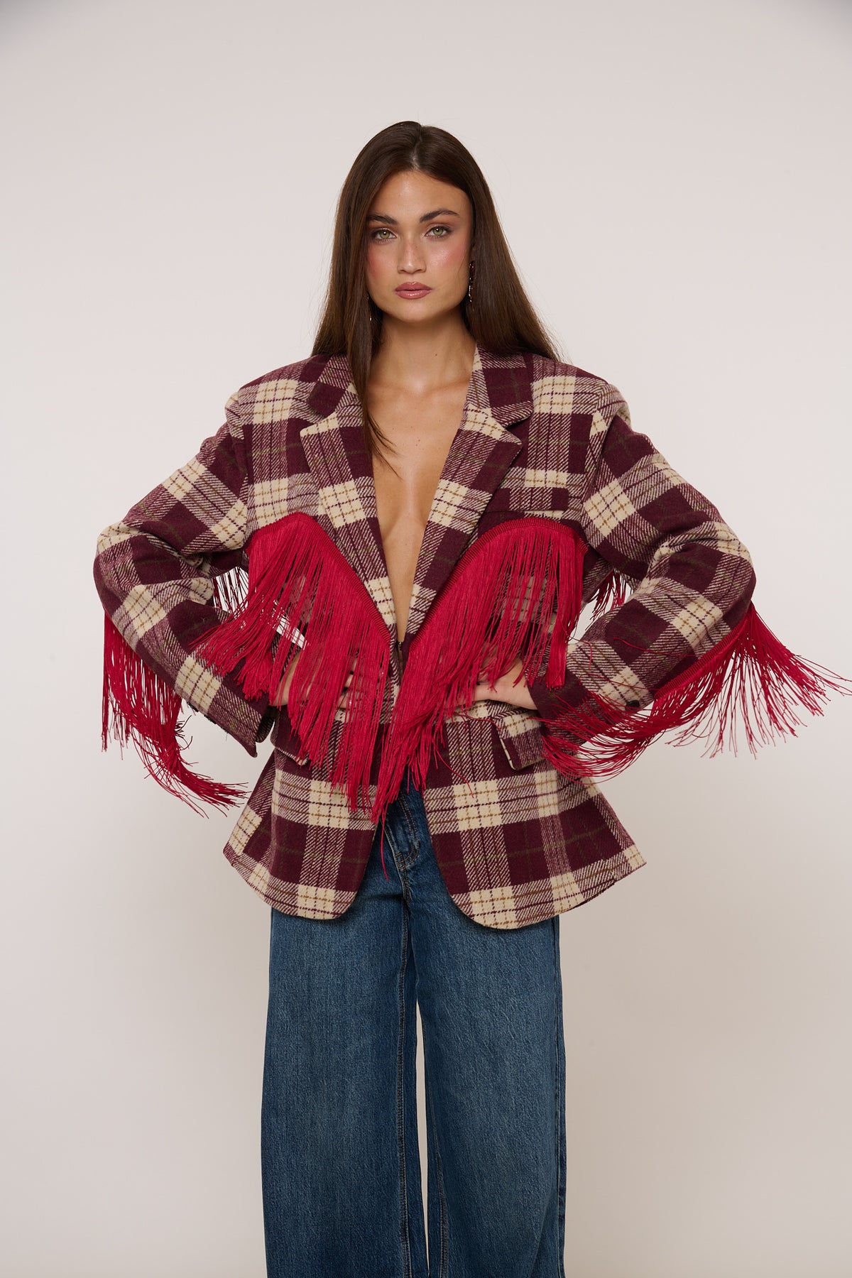 Blazer ‘FRANGE’ By Lumina Quadri Bordeaux