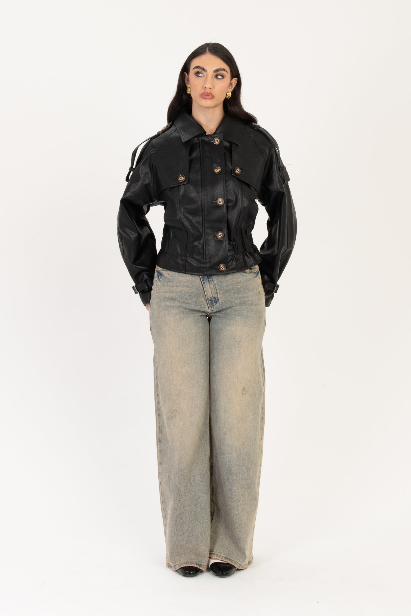 Jeans ‘BOTTONE ASIMMETRICO’ Denim Slavato