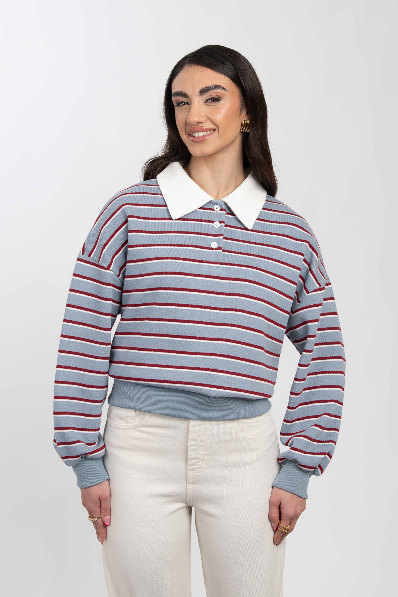 Felpa/Polo ‘RIGHE’ 65%COTONE Azzurra e Bordeaux