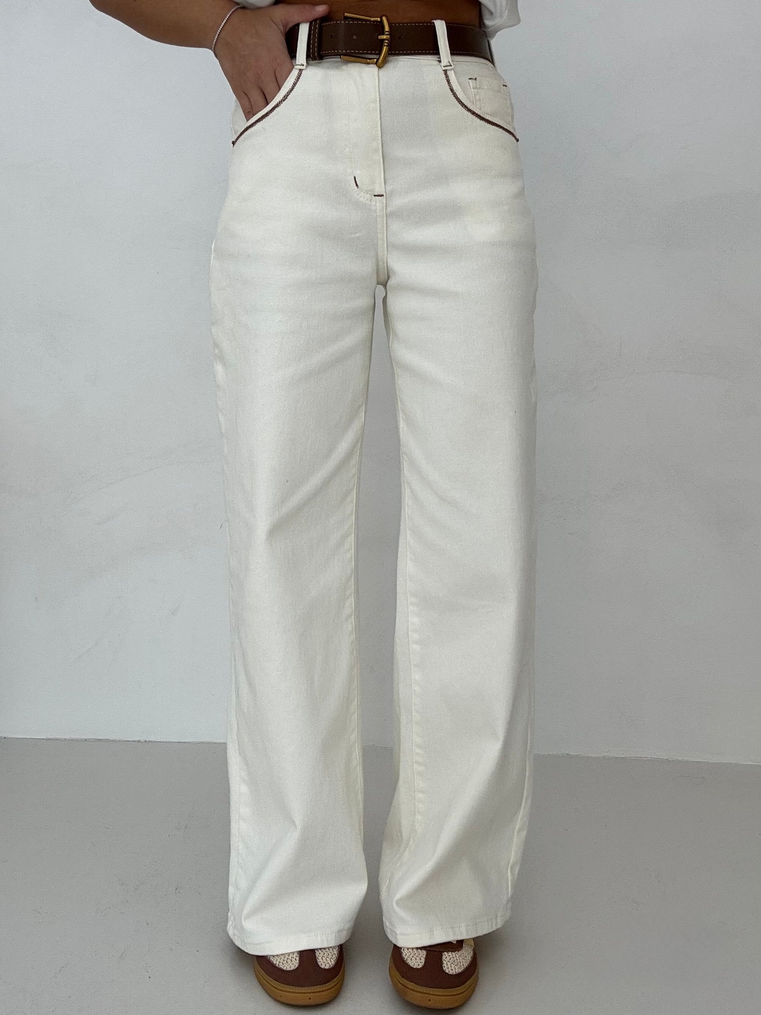 Jeans ‘GAMBA MORBIDA +CINTURA’ 98%COTONE Bianco