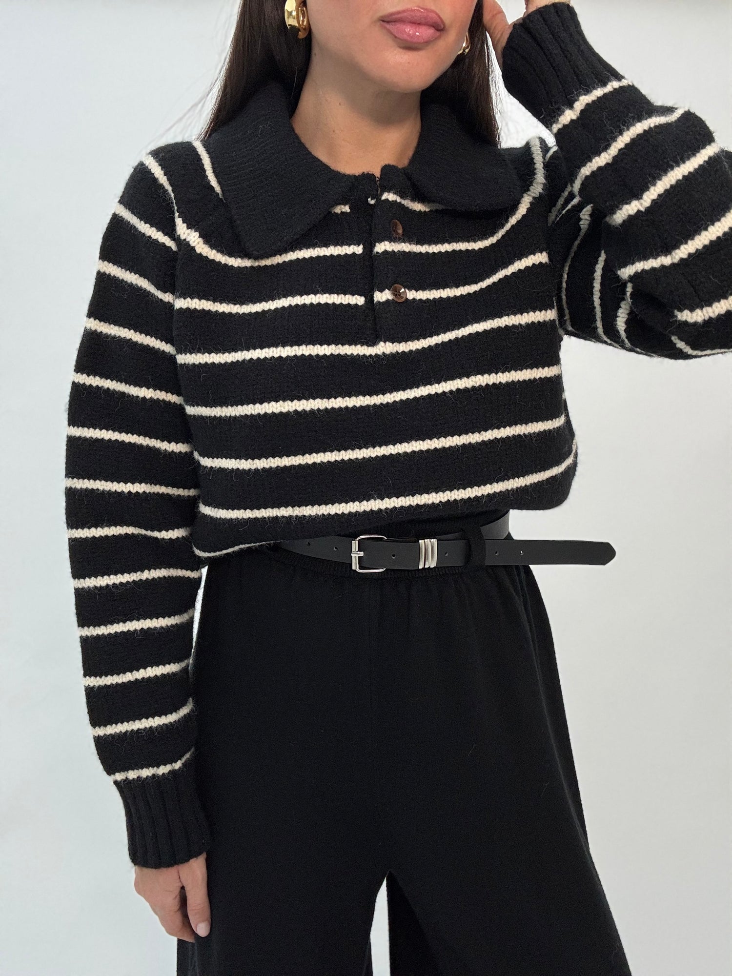 Maglione ‘RIGHE’ 3&33 Nero