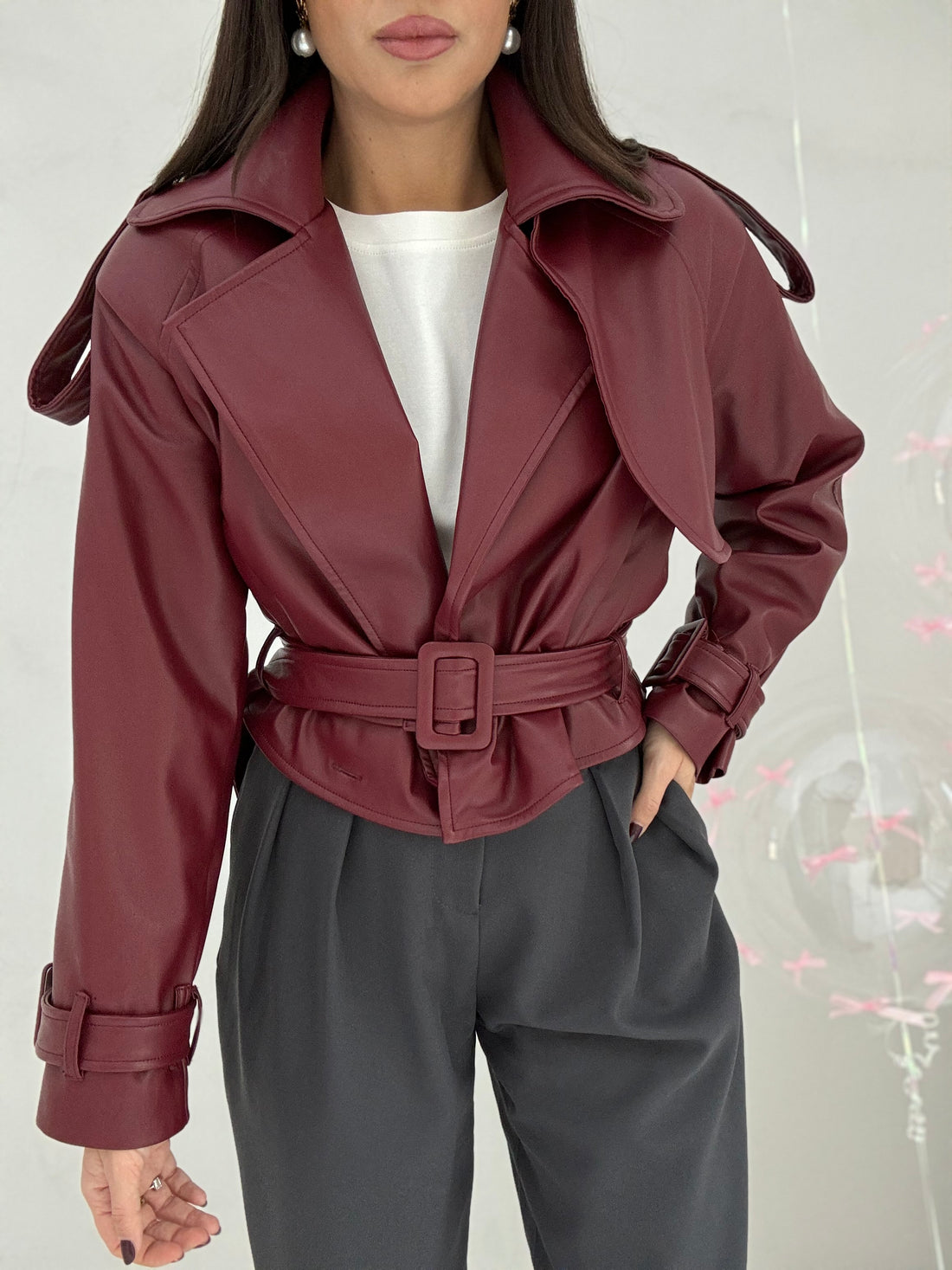 Trench ecopelle ‘3&amp;33 COLLECTION’ Bordeaux