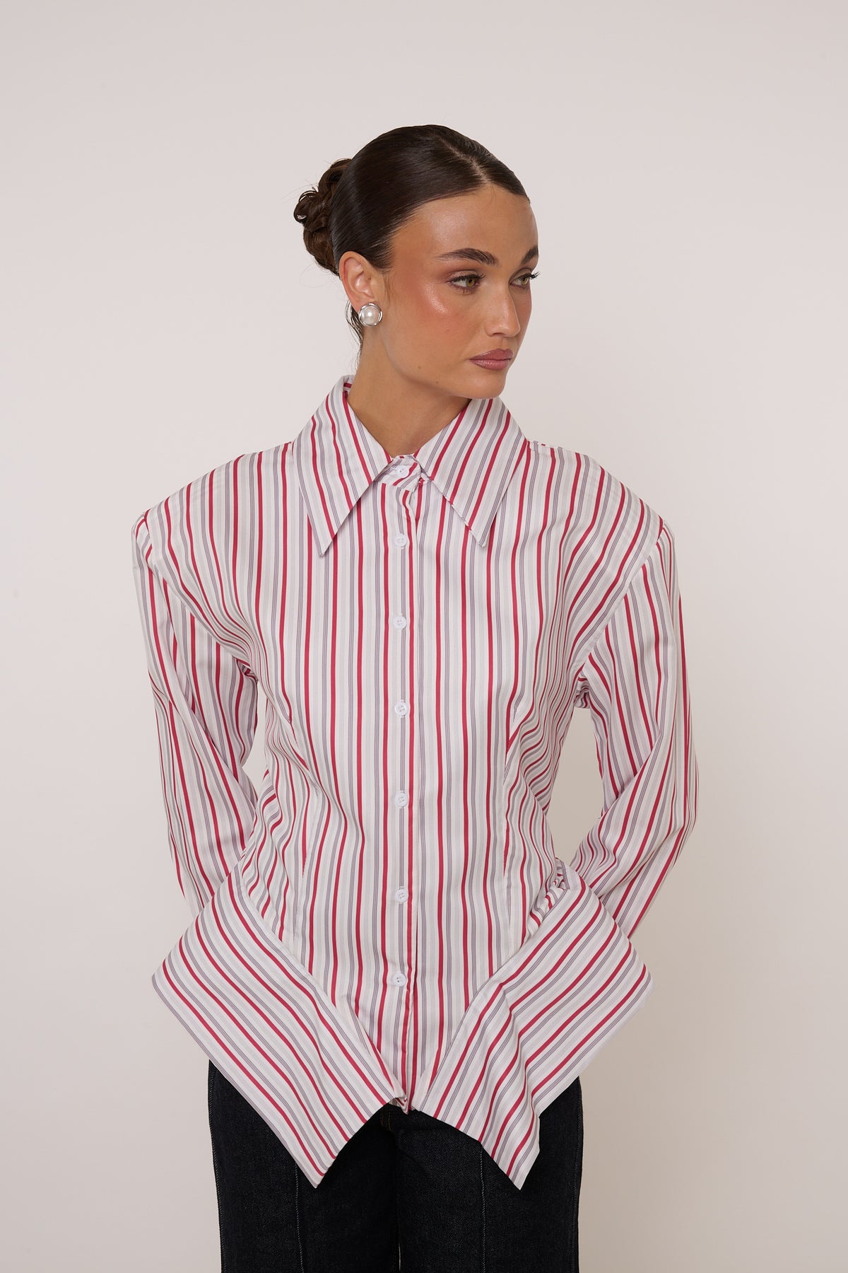Camicia ‘ROUCHES’ a righe Rossa