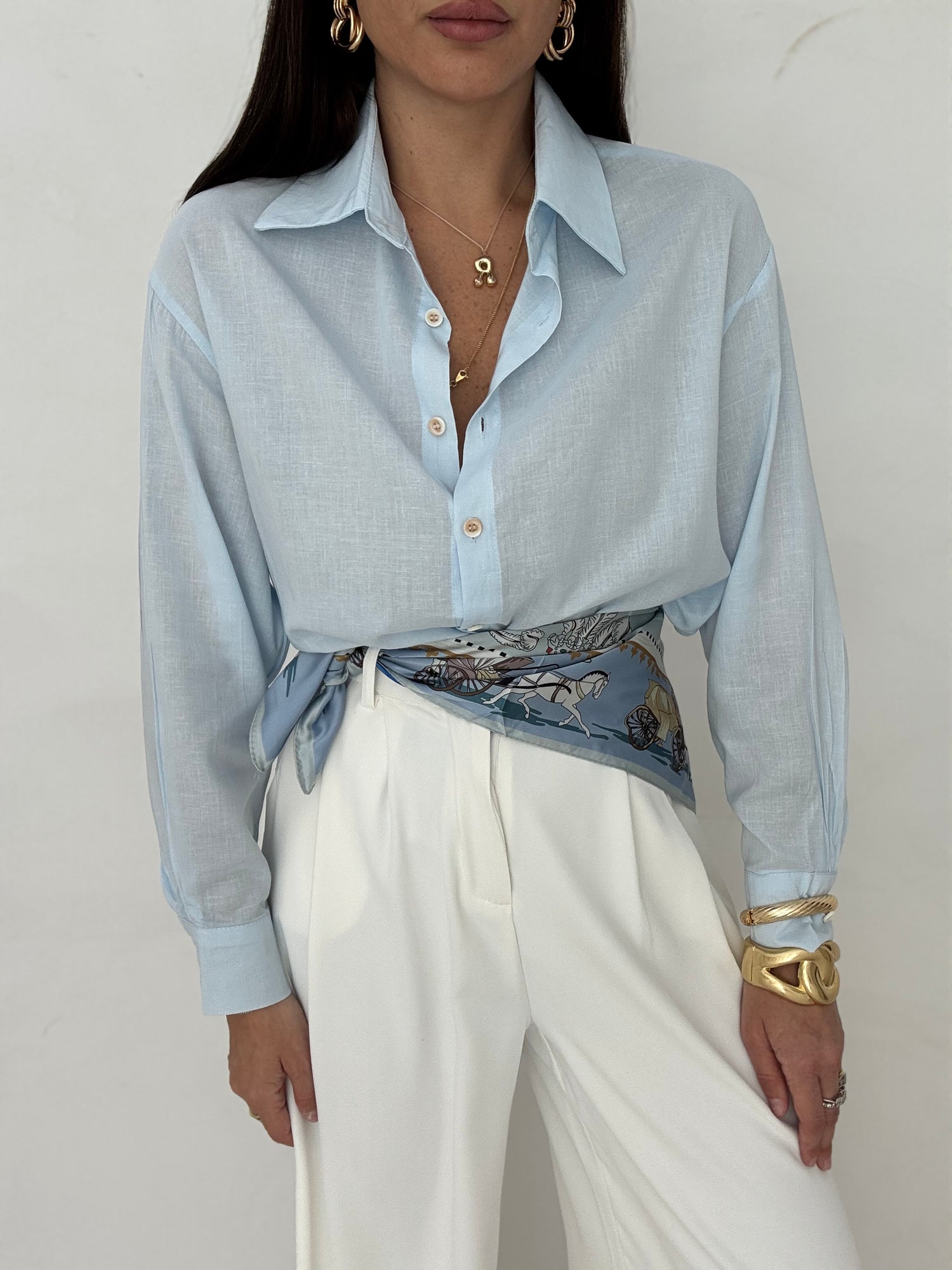 Camicia ‘20%LINO’ Celeste