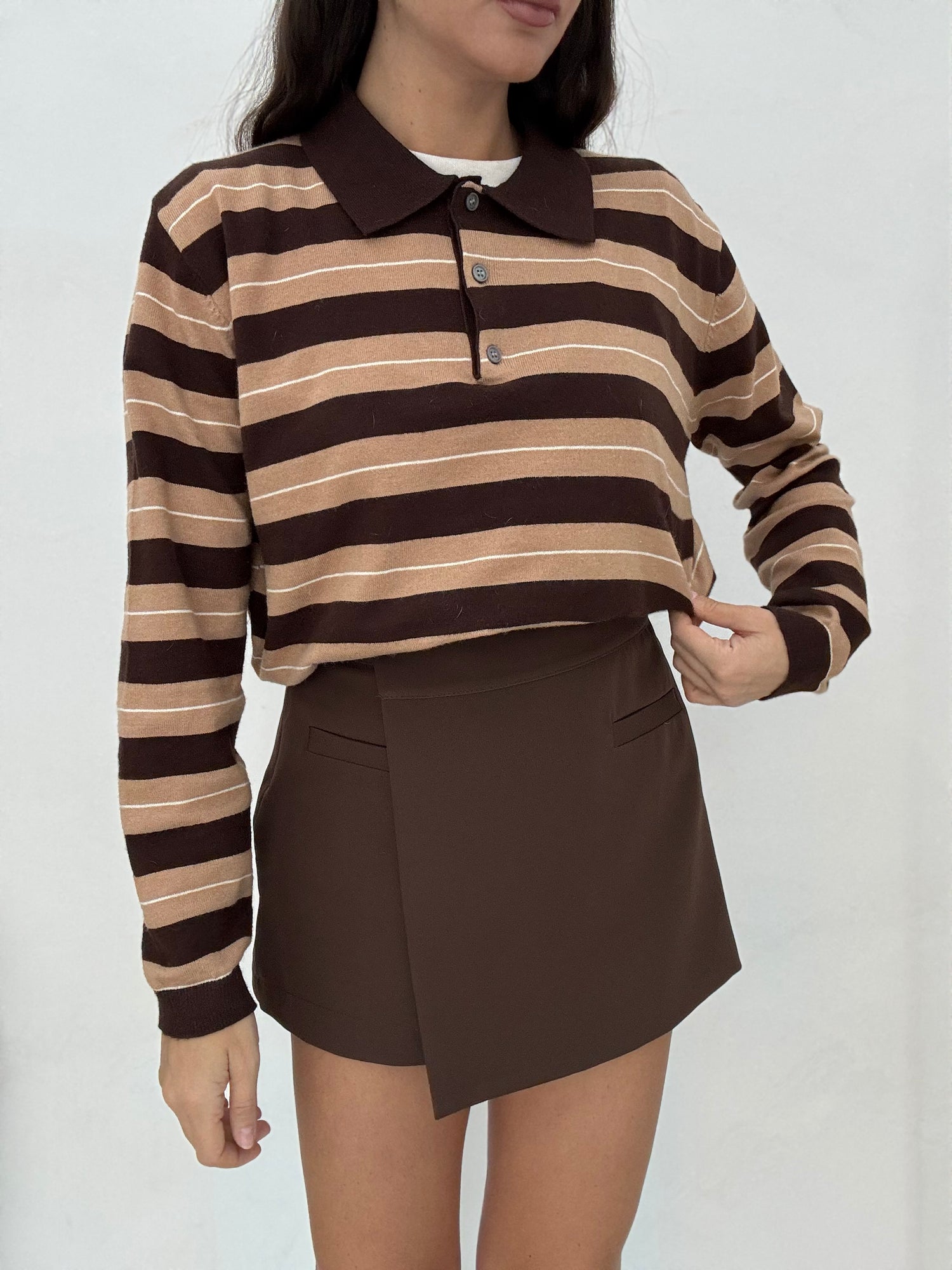 Maglia/Polo ‘TRIS RIGHE’ Biscotto e Cacao