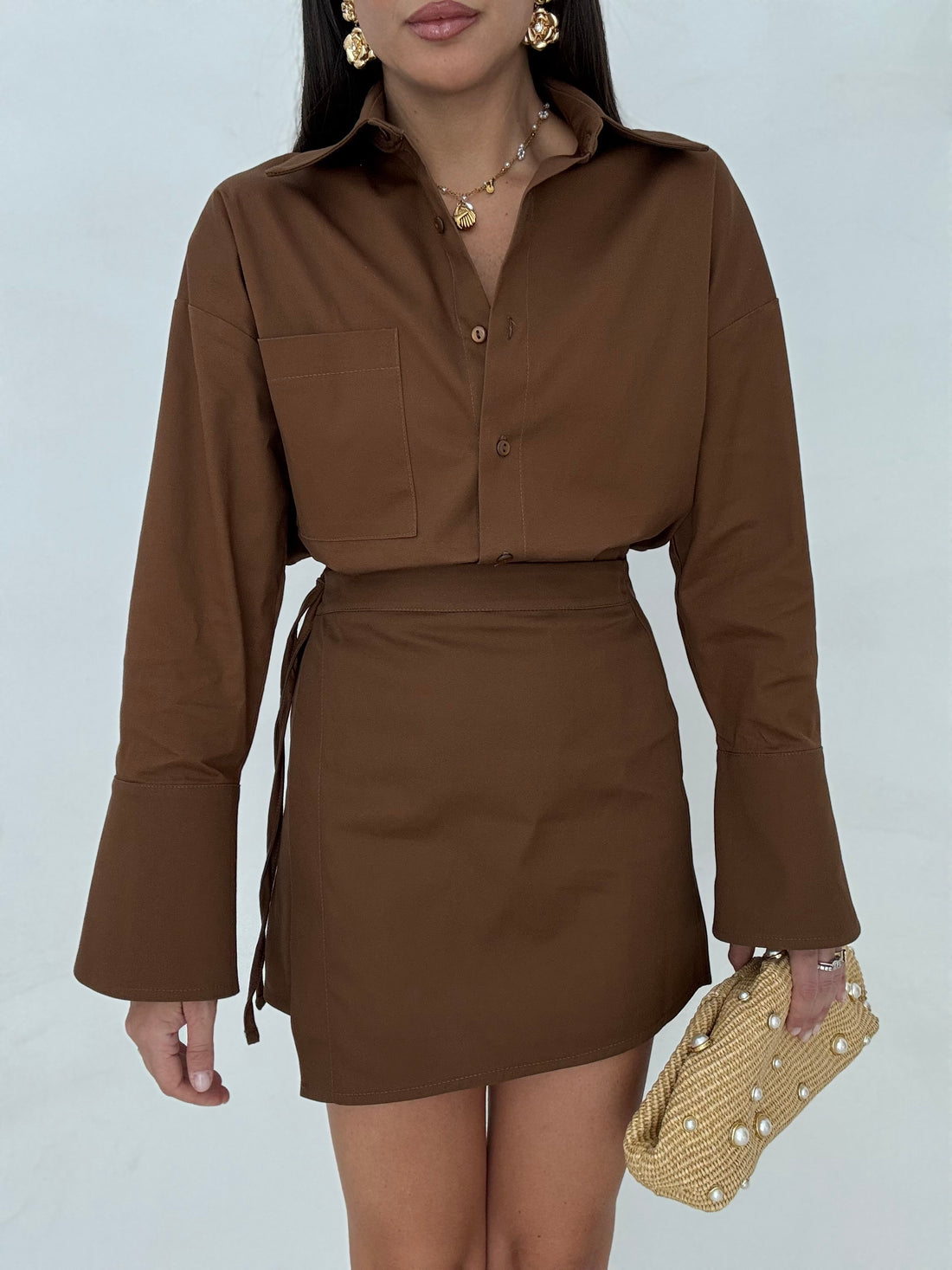 Camicia ‘55%LINO’ 3&amp;33 Cacao