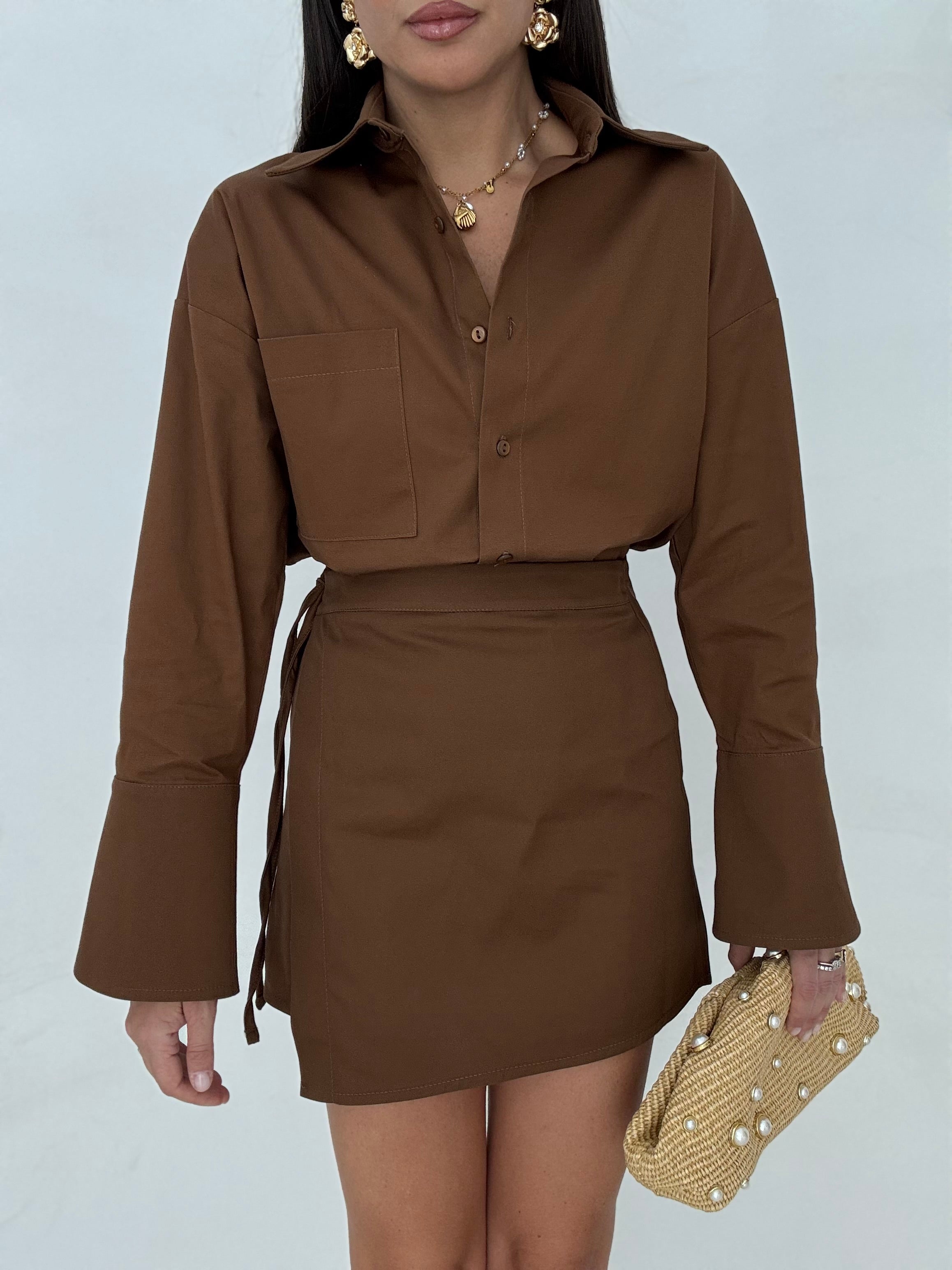 Camicia Crop ‘3&amp;33’ Cacao