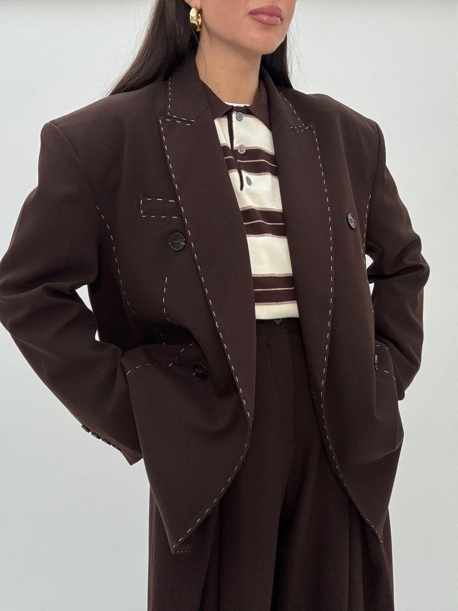 Blazer ‘CUCITURE BIANCHE’ Cacao