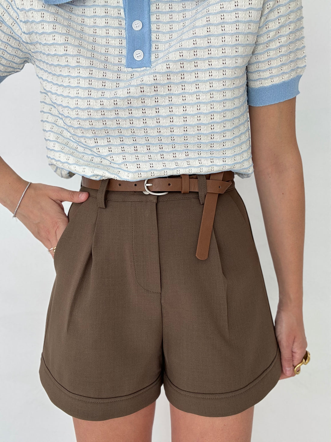 Pantaloncino ‘CLASSIC’ con cintura Cacao