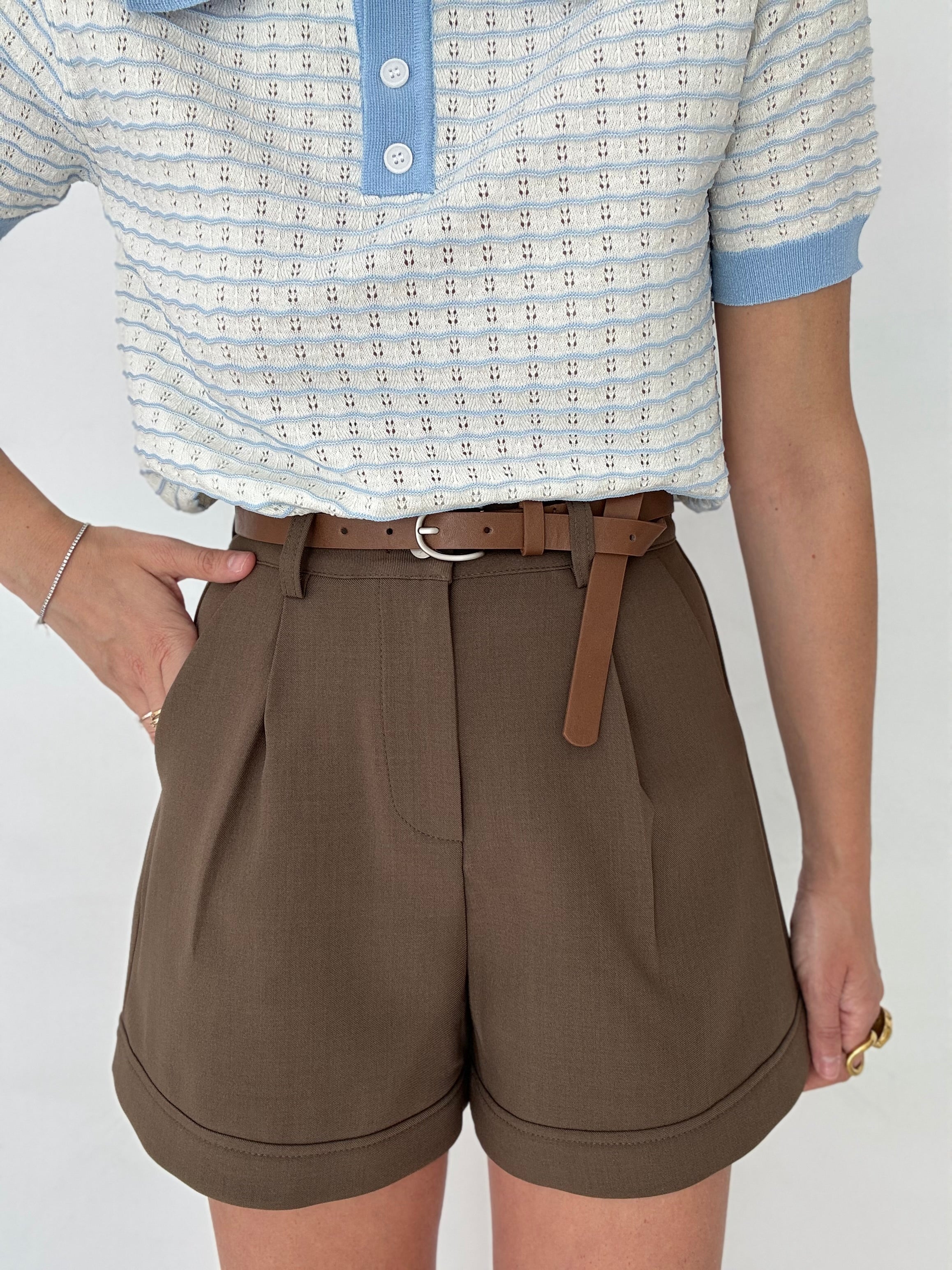 Pantaloncino ‘CLASSIC’ con cintura Cacao