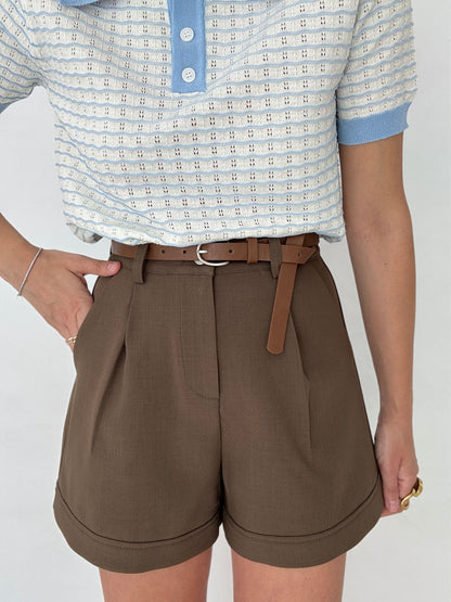 Pantaloncino ‘CLASSIC’ con cintura Cacao