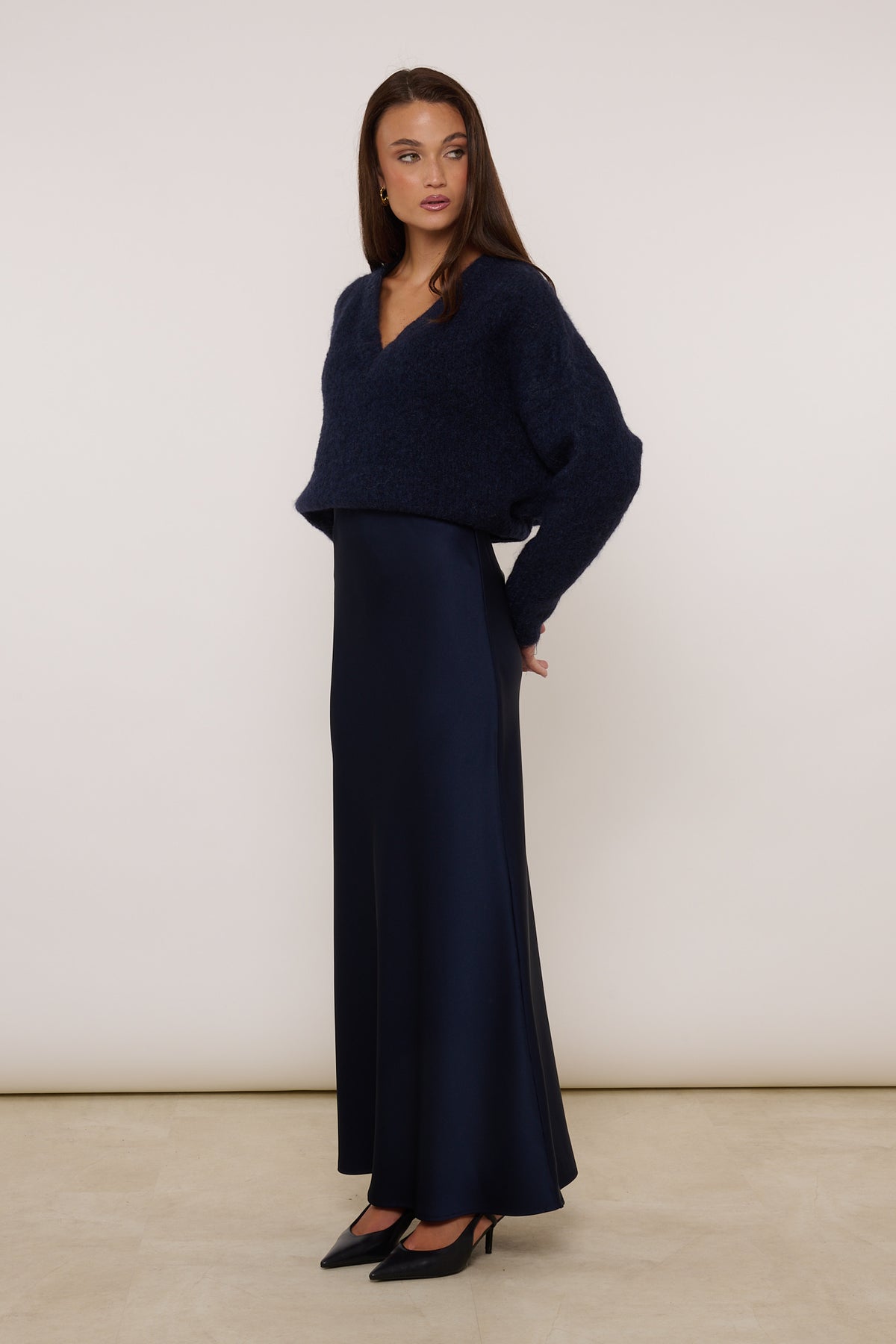 Gonna Longuette ‘SATIN’ Blu Notte