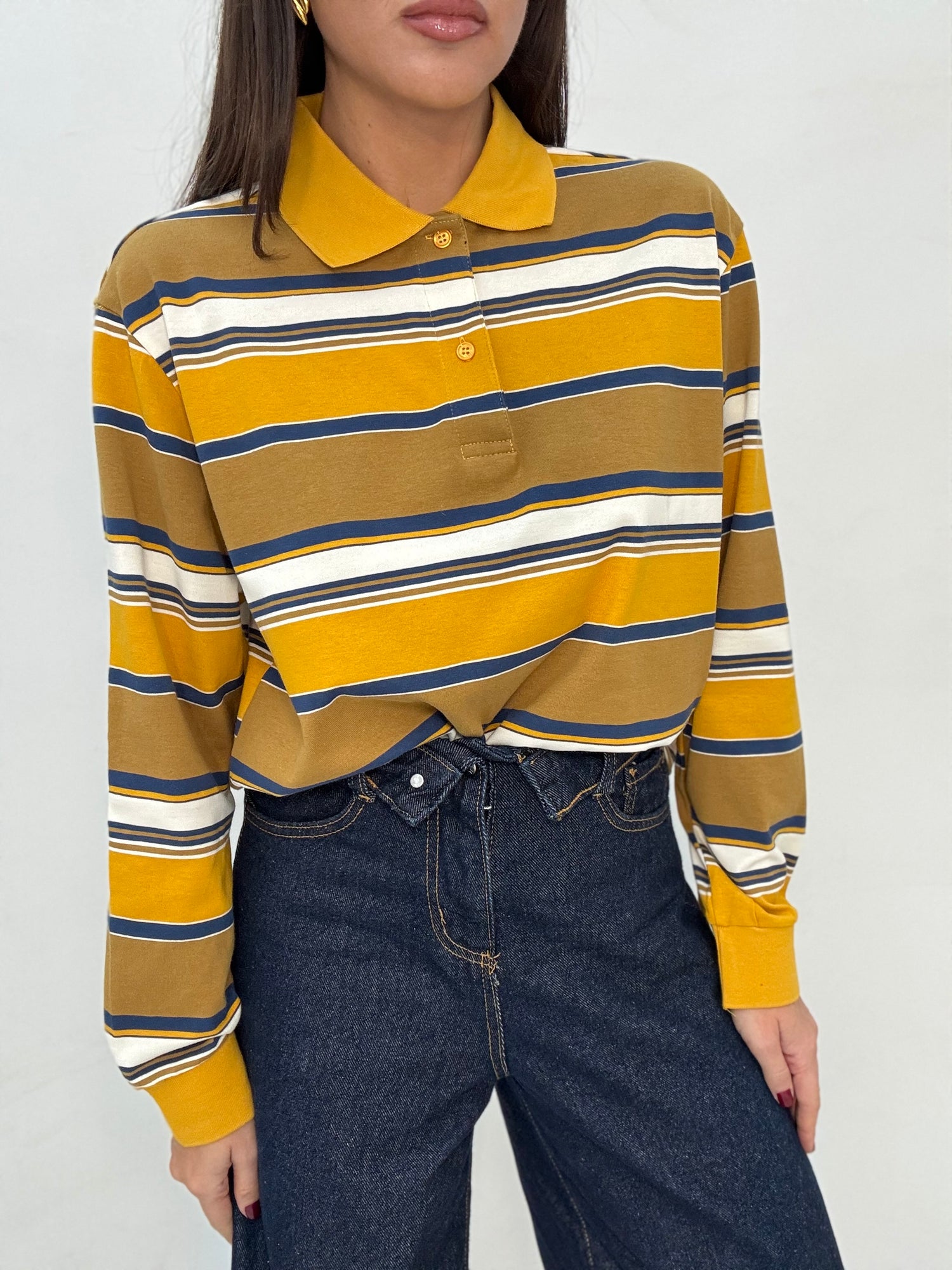 Maglia/Polo ‘CRYSTAL 100%COTONE’ Senape e Blu