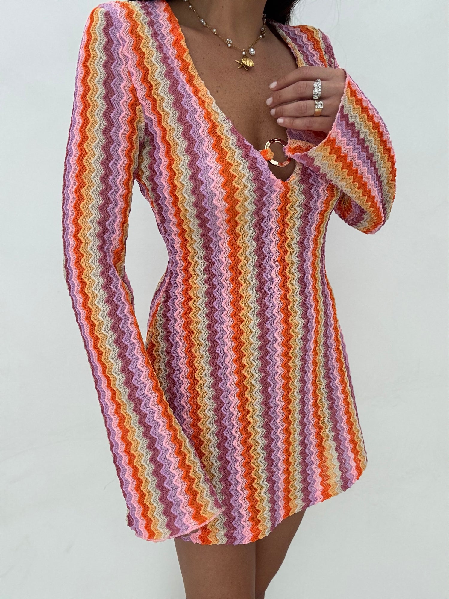 Abito/Copricostume ‘CROCHET CORTO’ Fucsia e Arancio