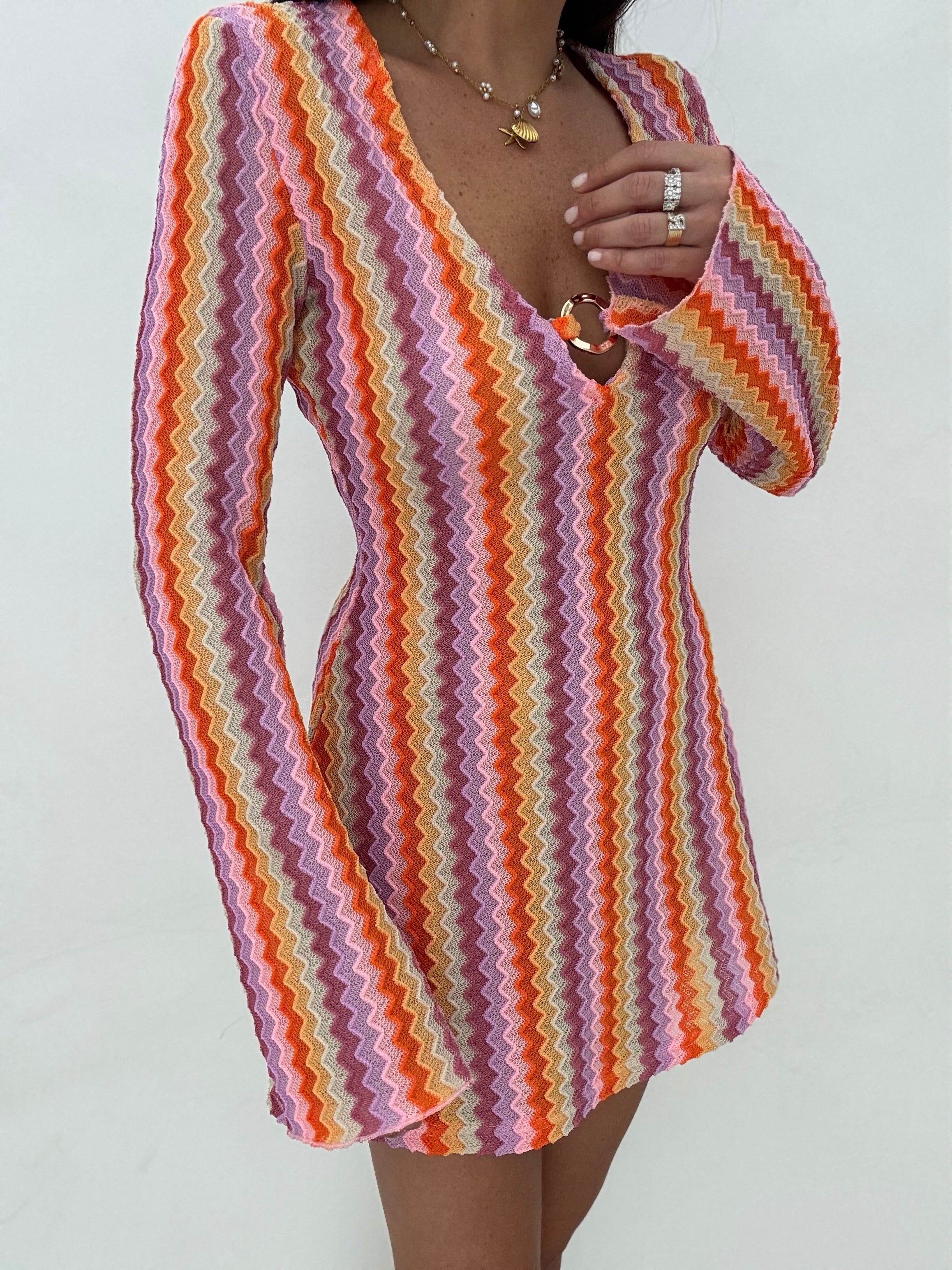 Abito/Copricostume ‘CROCHET CORTO’ Fucsia e Arancio