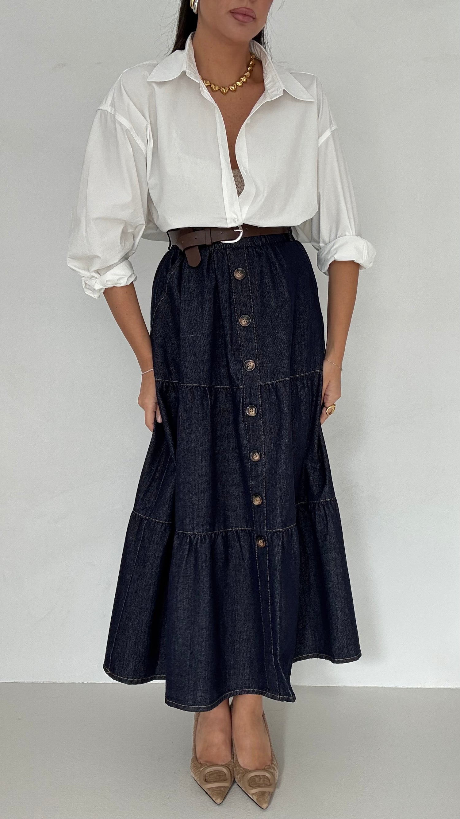 Gonna ‘BOTTONCINI ‘ in Denim