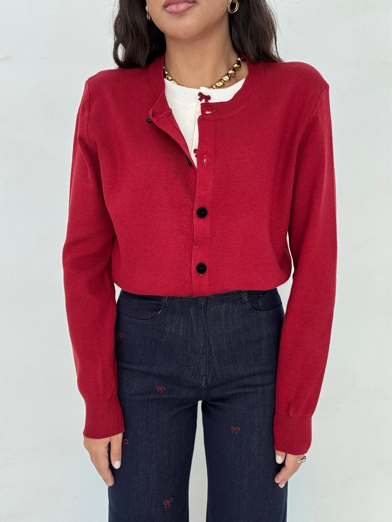 Cardigan ‘DOUBLE’ con Fiocchetto Rosso