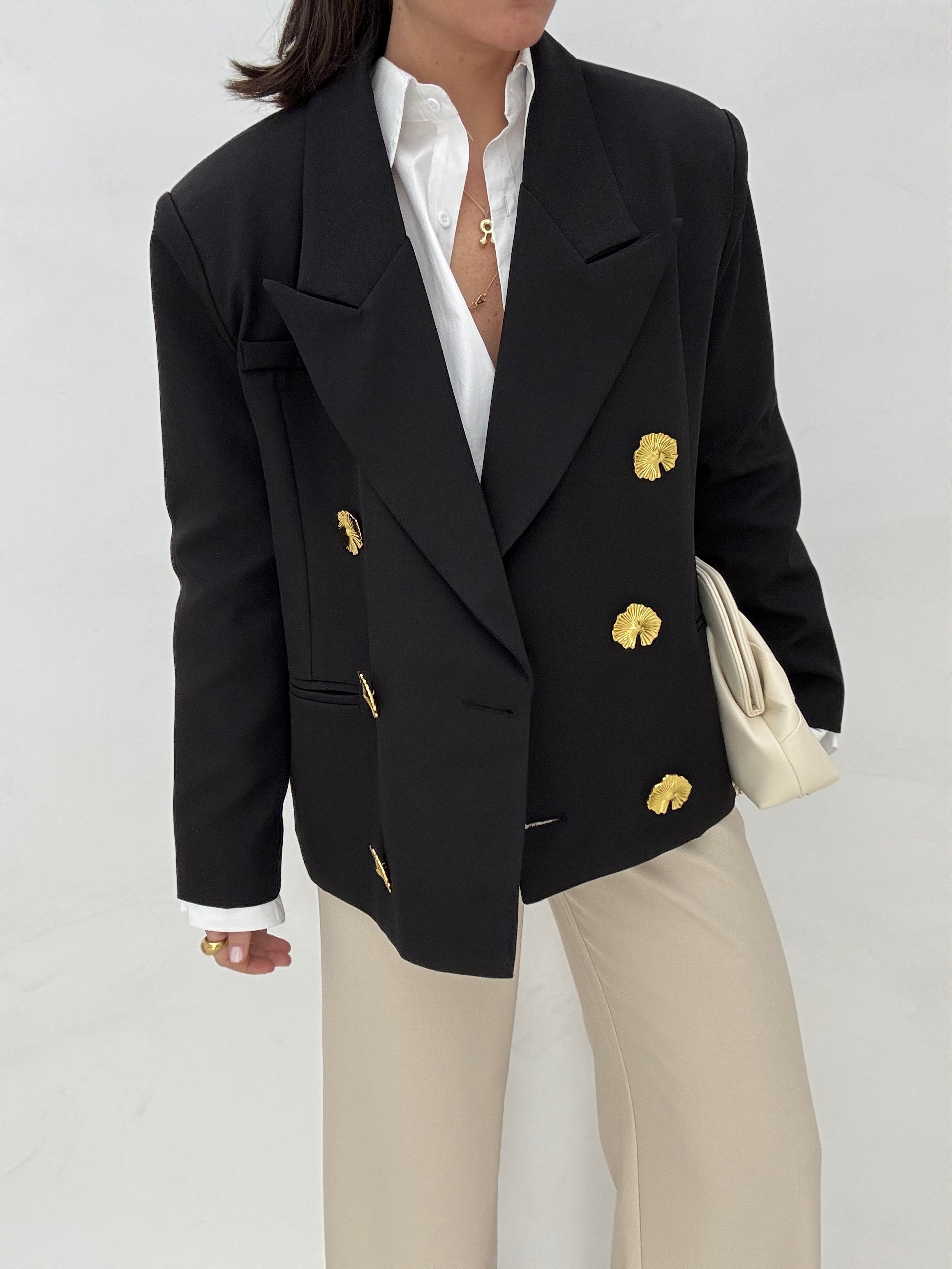 Blazer ‘BOTTONI CONCHIGLIA’ Nero