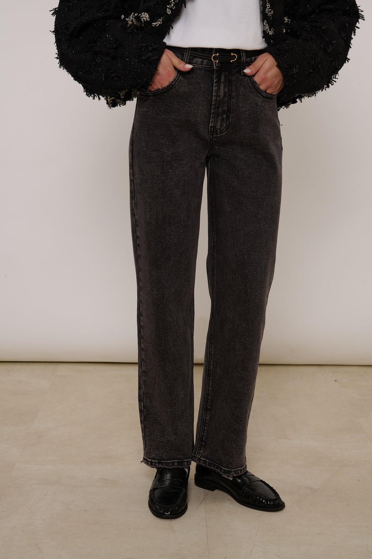 Jeans ‘GAMBA DRITTA’ Nero Slavato