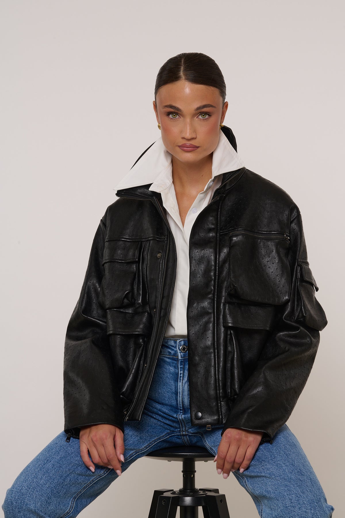Bomber ‘TASCONI’ Ecopelle By Lumina Nero