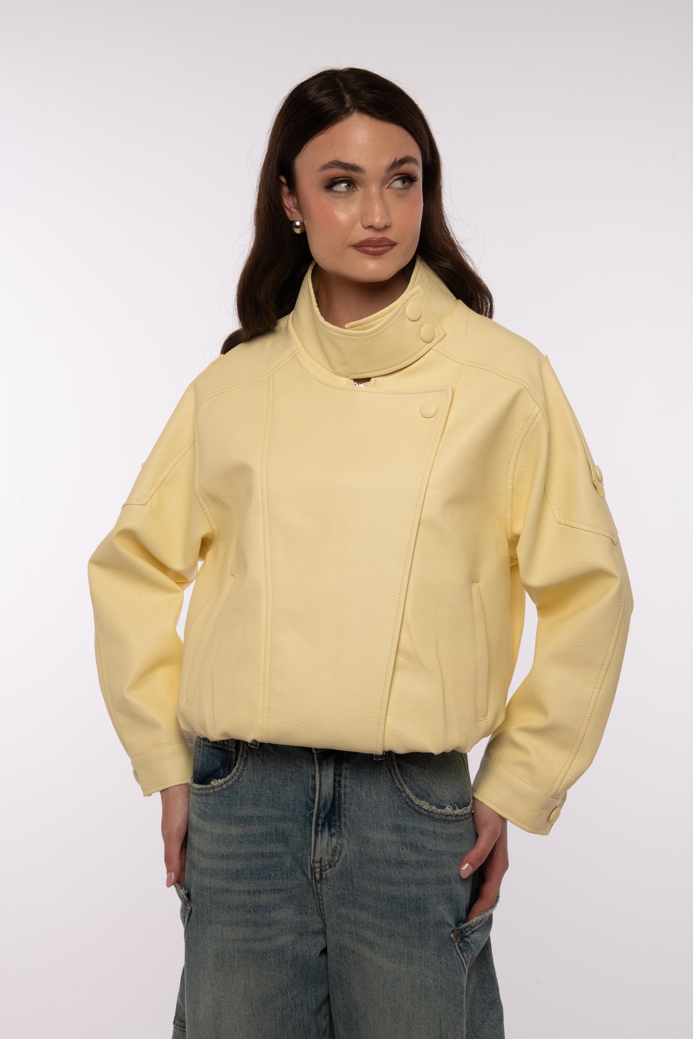 Chiodo/Bomber ‘COLLO ALTO’ 3.0 ecopelle Giallo
