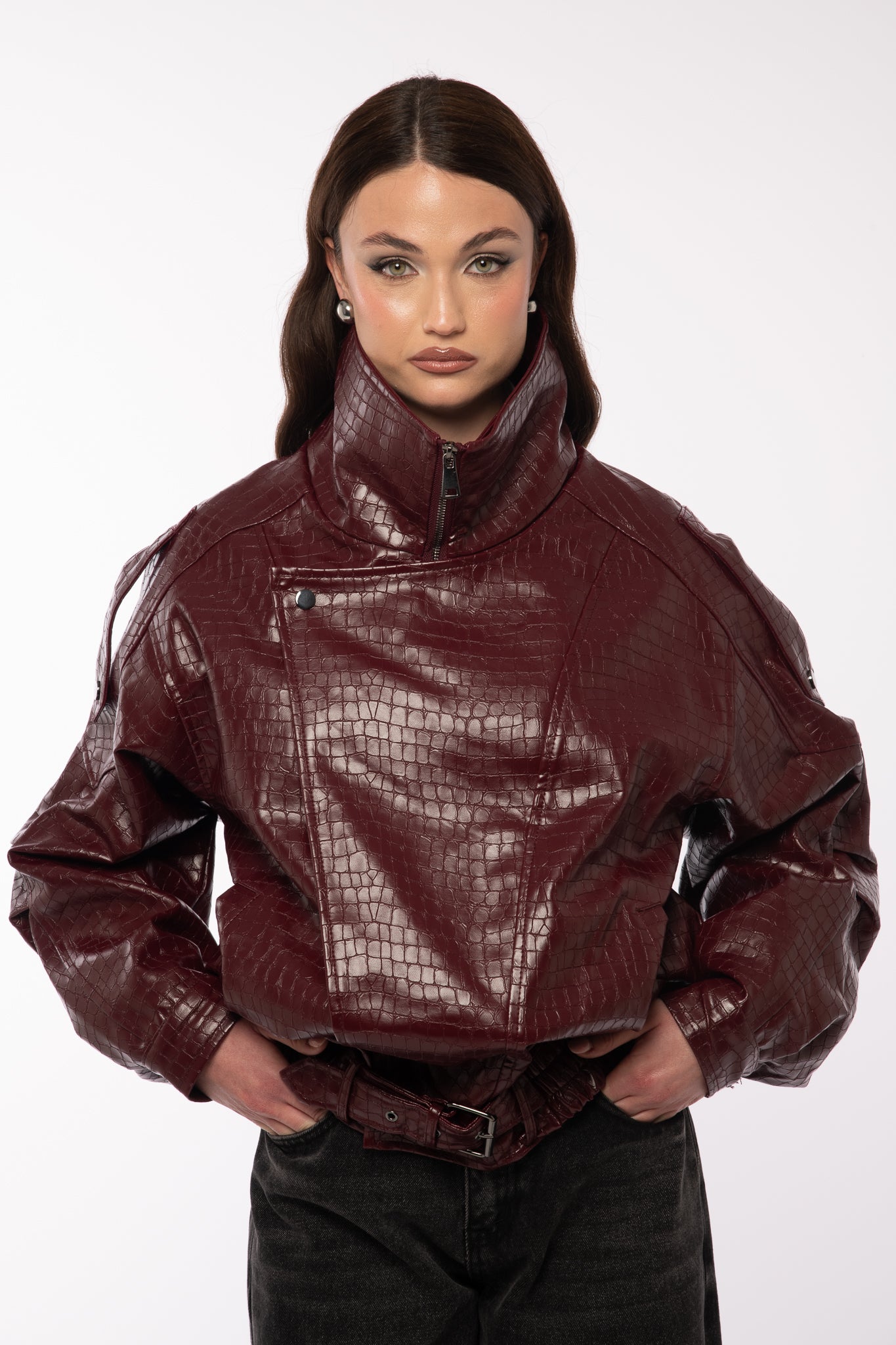 Bomber cocco ecopelle Bordeaux