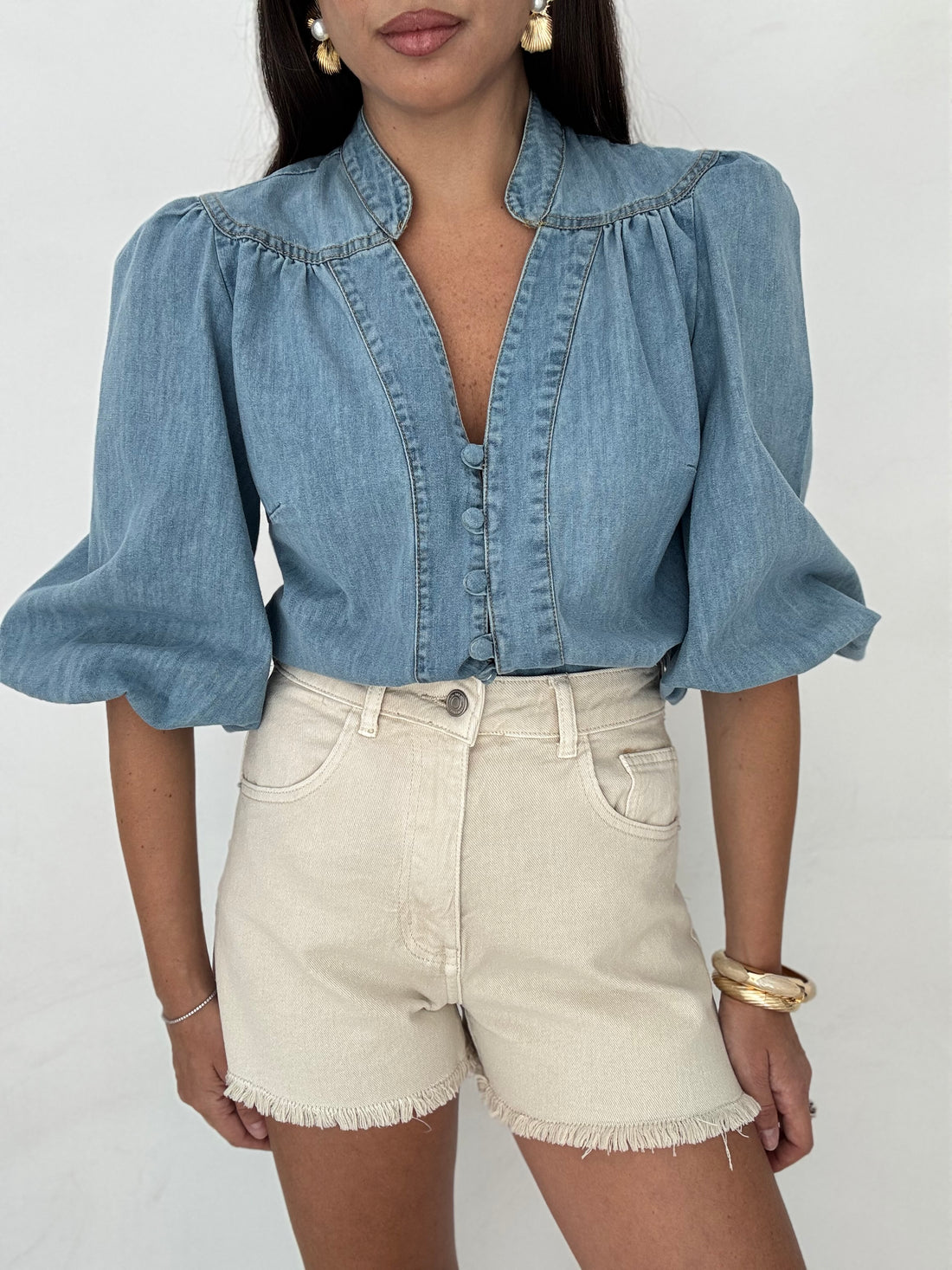 Camicia ‘SILVY’ 65%COTONE Denim chiaro