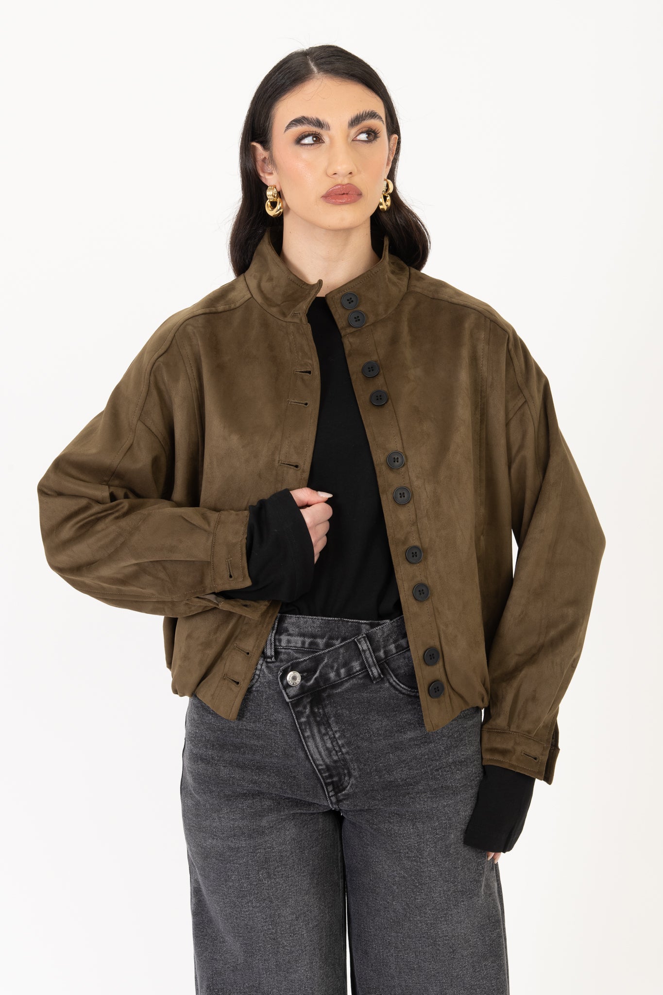 Bomber ‘ECO-CAMOSCIO COLLO ALTO’ Verde Militare