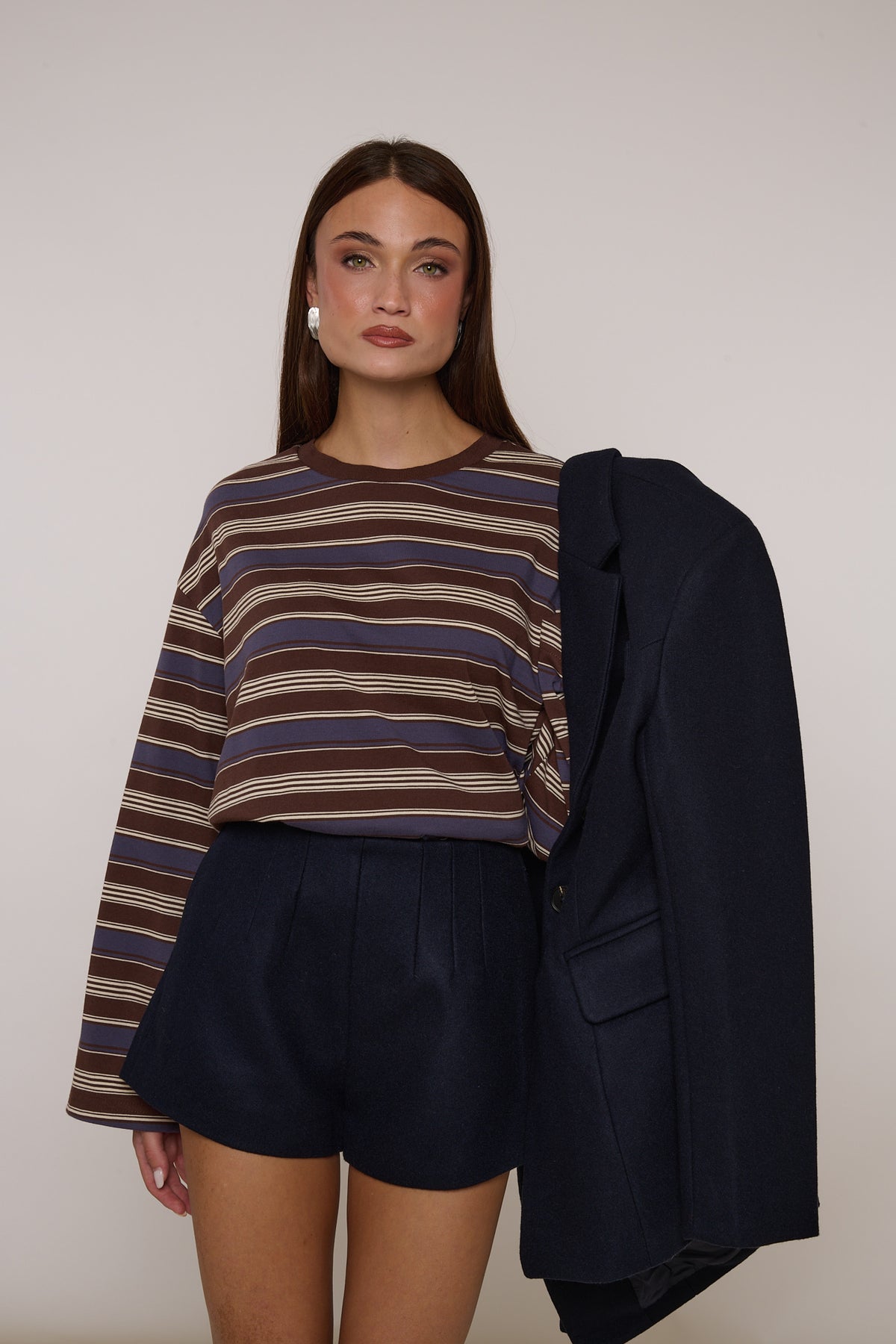 Maglia ‘55% COTONE’ Righe Cacao e Blu